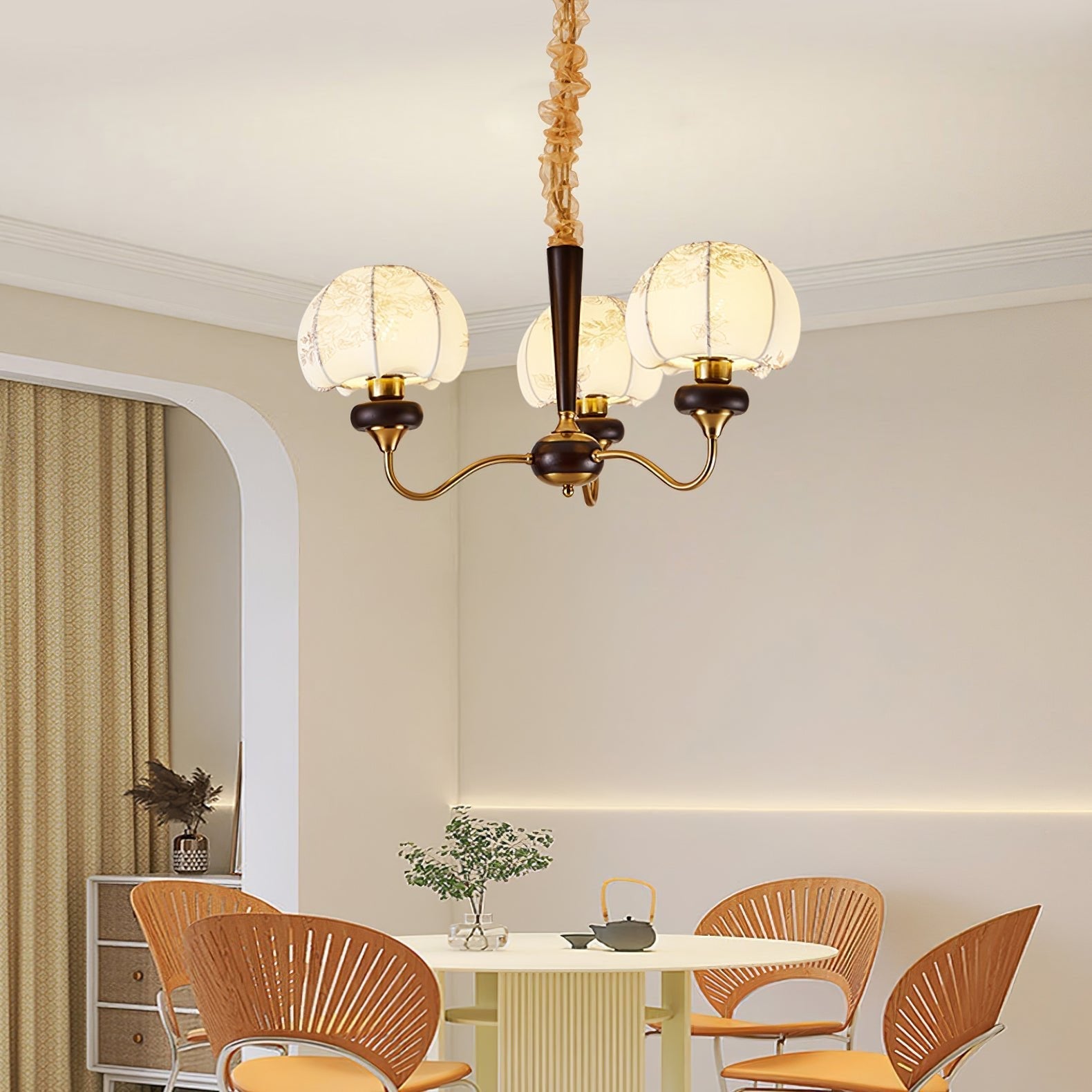 Orchid Vintage Fabric Chandelier-Neutral Decor