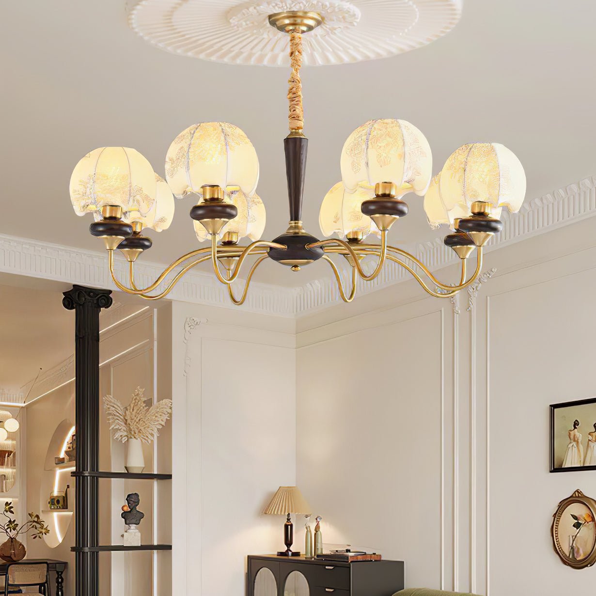 Orchid Vintage Fabric Chandelier-Neutral Decor