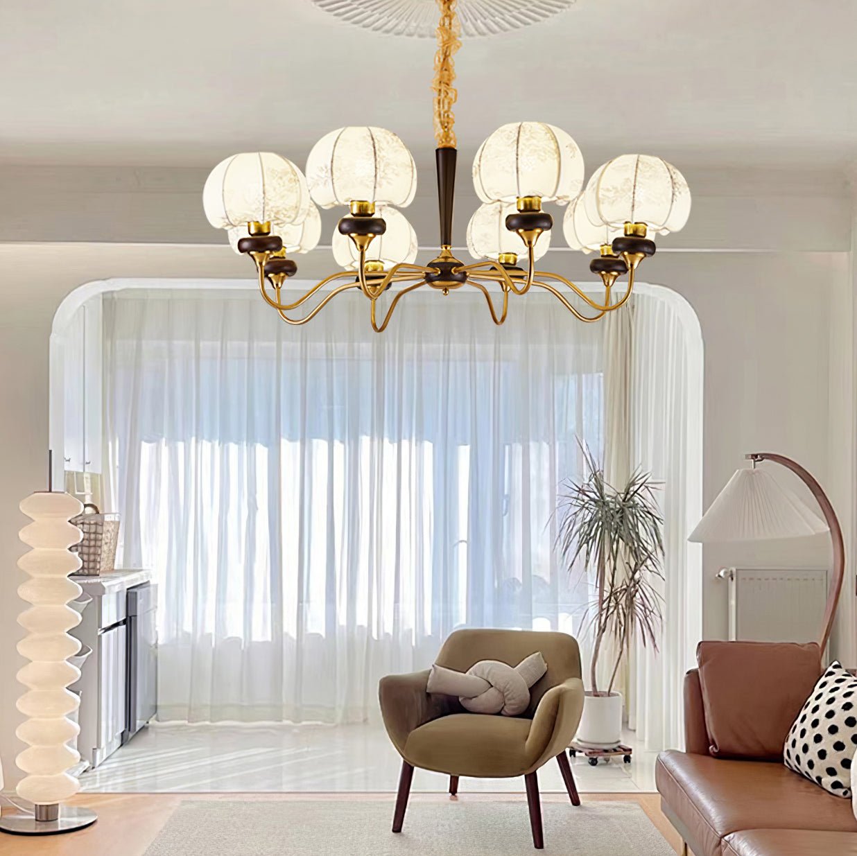 Orchid Vintage Fabric Chandelier-Neutral Decor