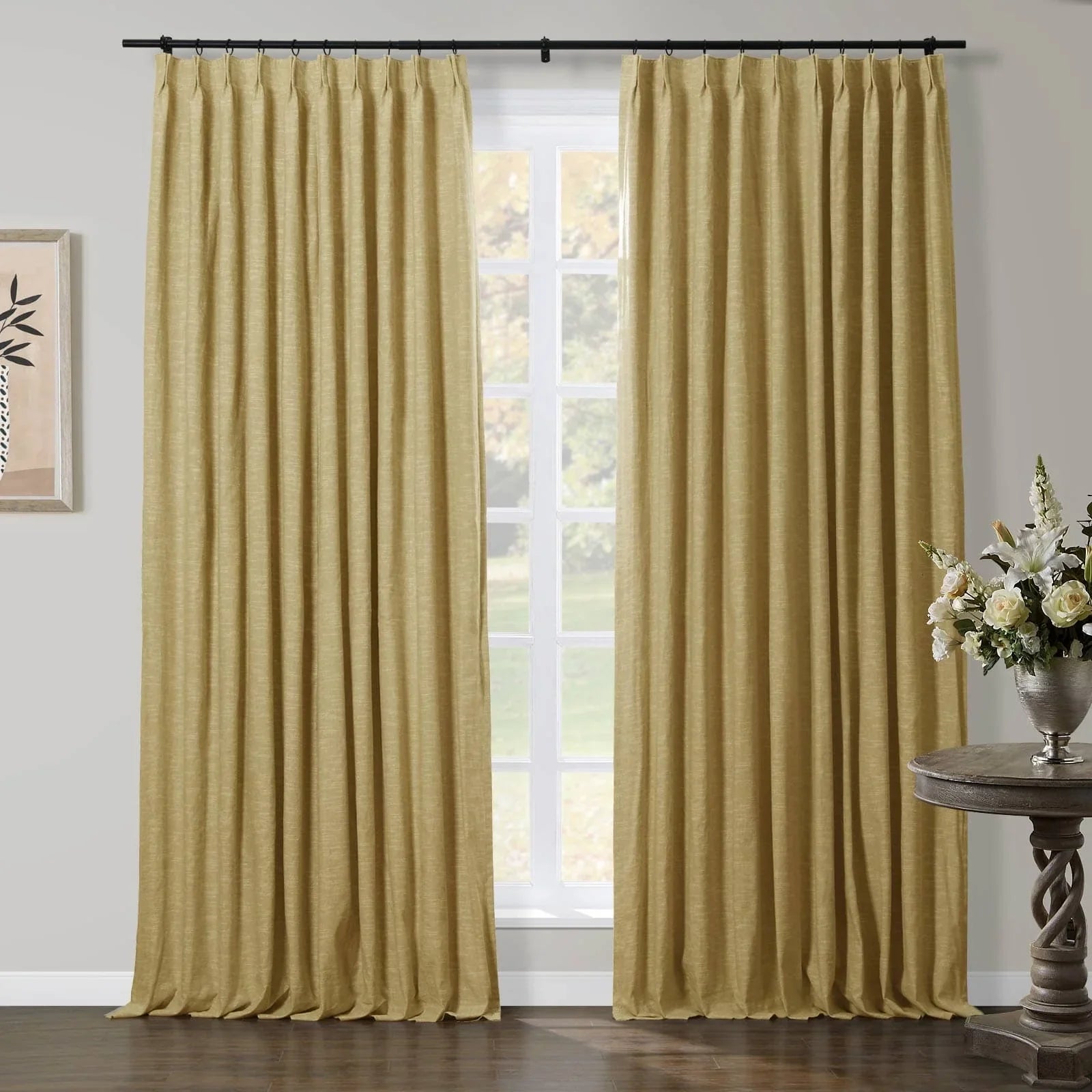 Jenna Linen Curtains & Drapes Pleated-Neutral Decor