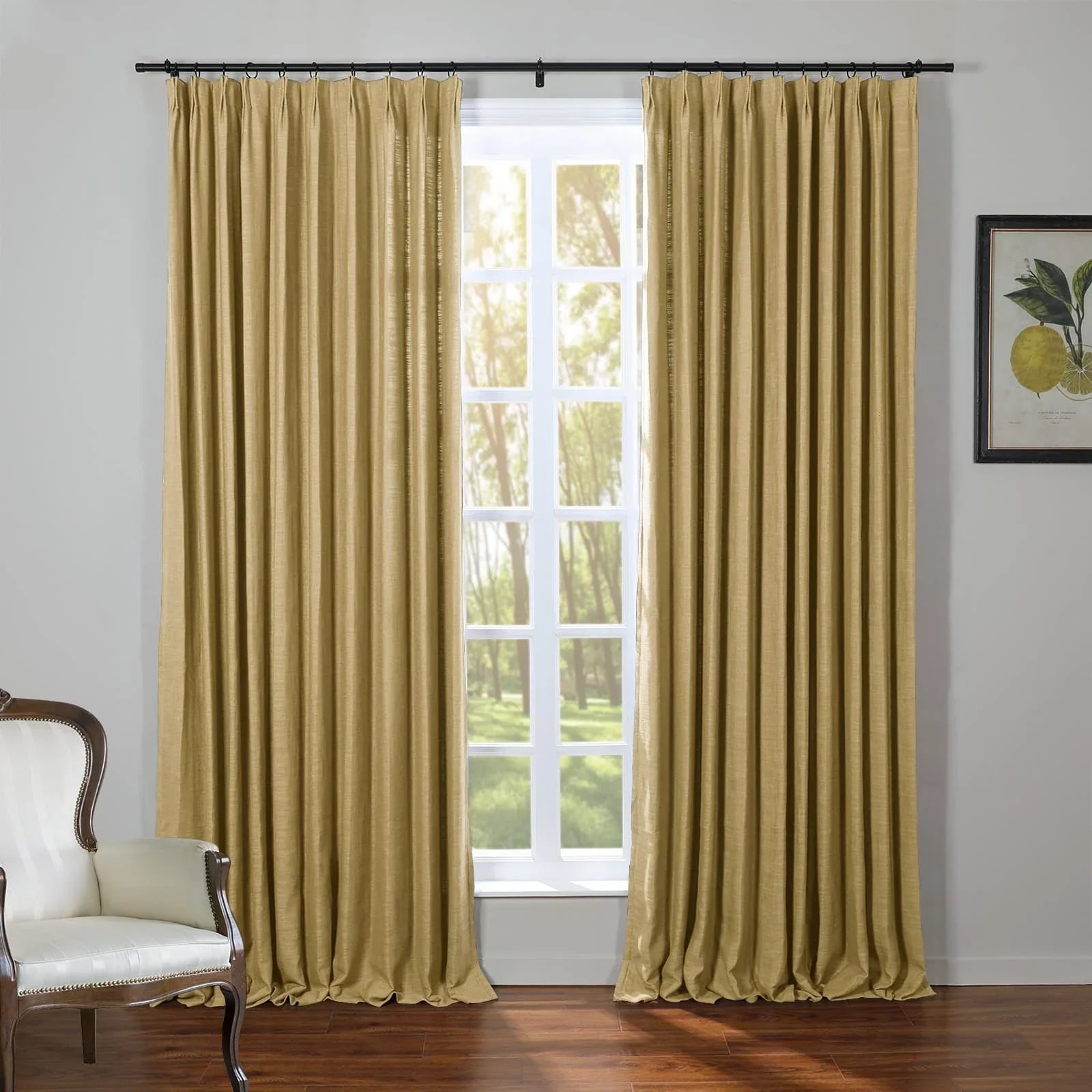Kelly Flax Linen Curtains & Drapes Pleated-Neutral Decor