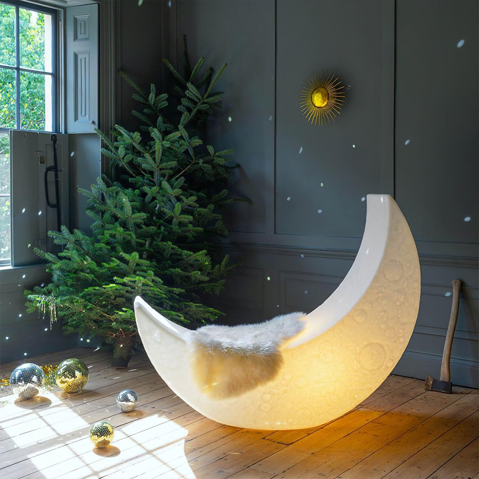 Zetheor Crescent Moon Resin Floor Lamp-Neutral Decor