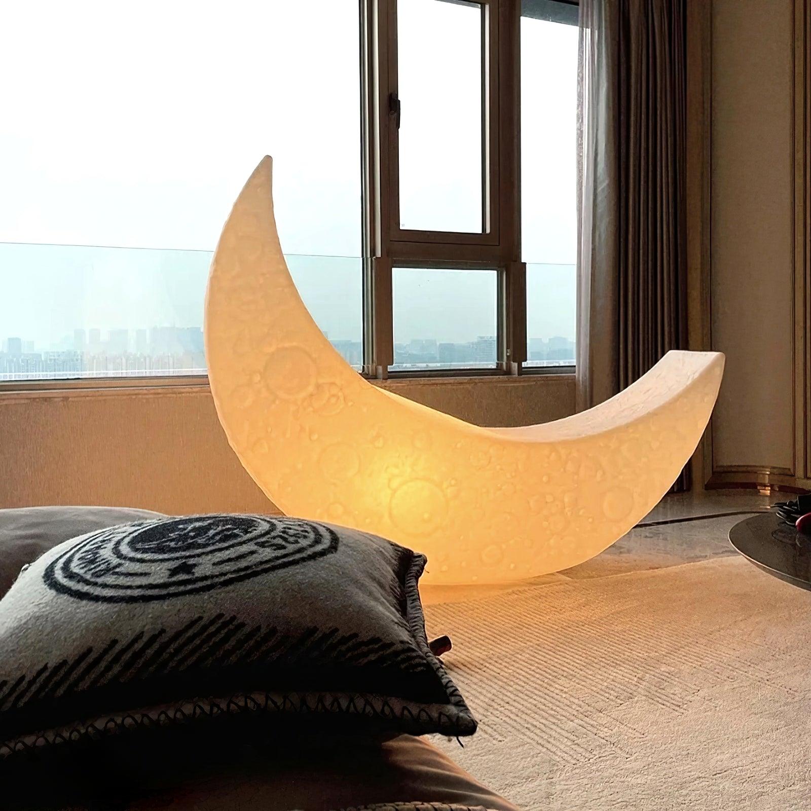 Zetheor Crescent Moon Resin Floor Lamp-Neutral Decor