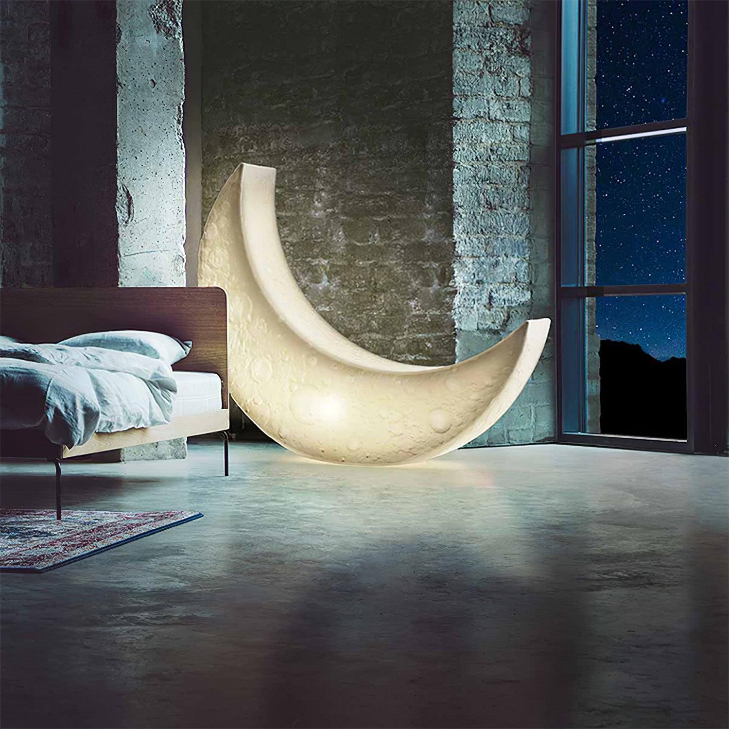 Zetheor Crescent Moon Resin Floor Lamp-Neutral Decor