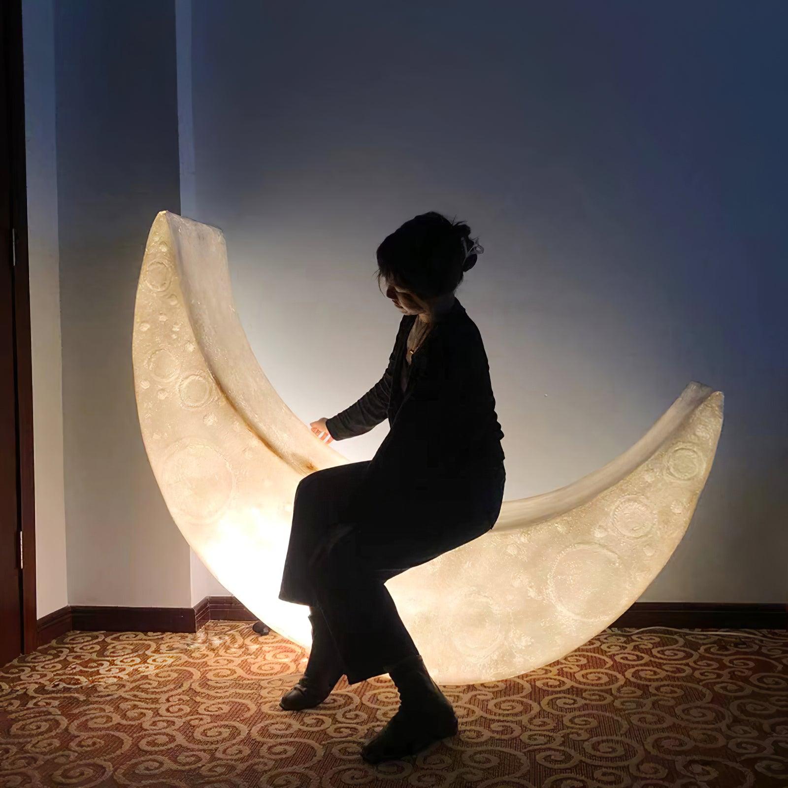 Zetheor Crescent Moon Resin Floor Lamp-Neutral Decor