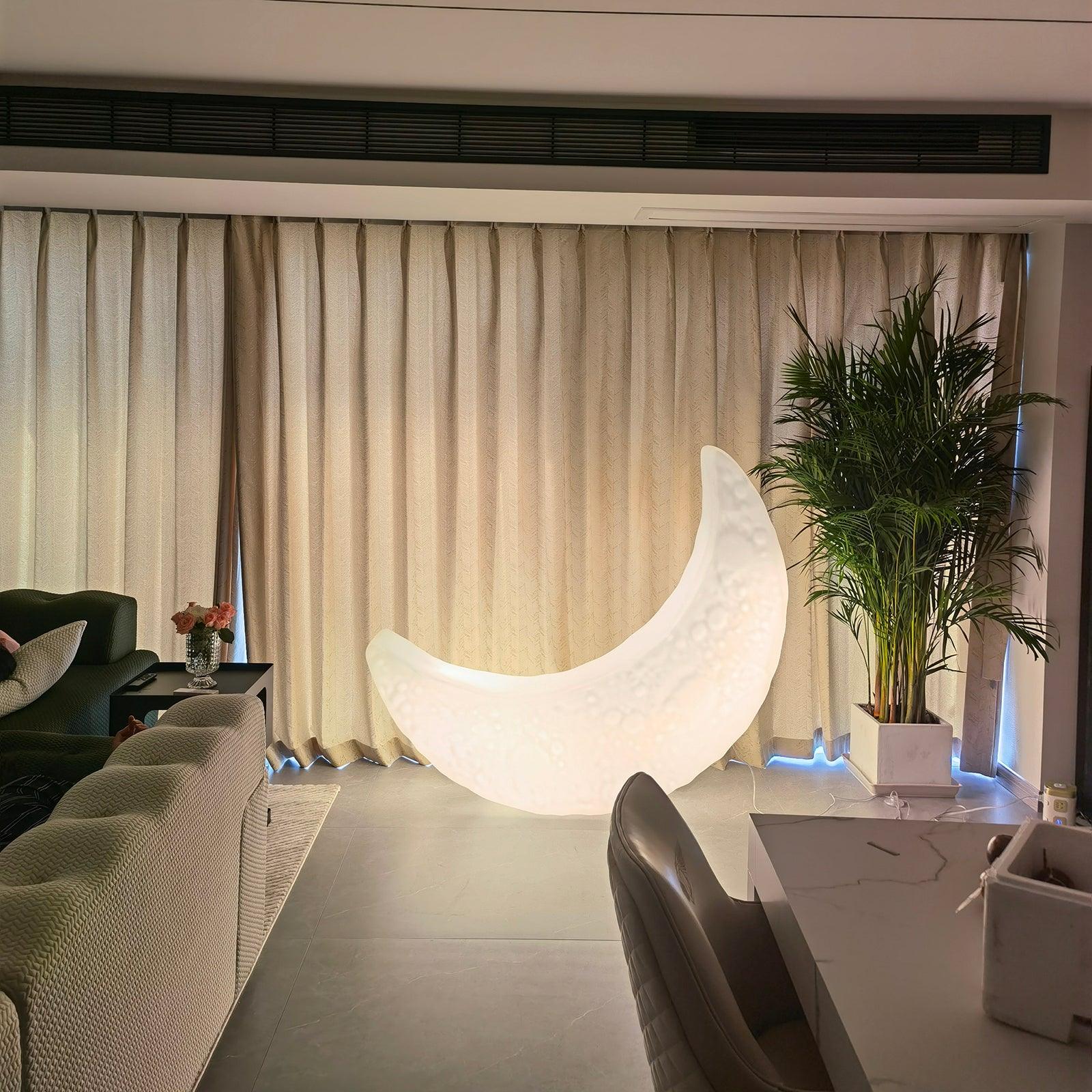 Zetheor Crescent Moon Resin Floor Lamp-Neutral Decor