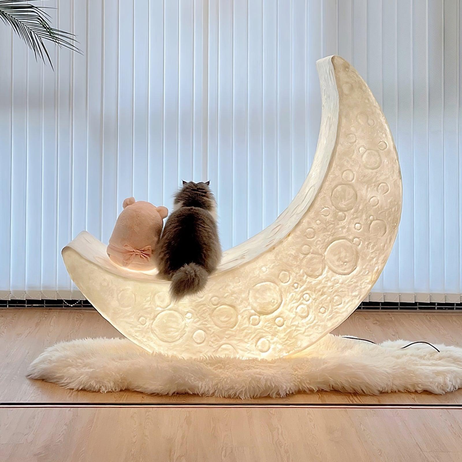 Zetheor Crescent Moon Resin Floor Lamp-Neutral Decor