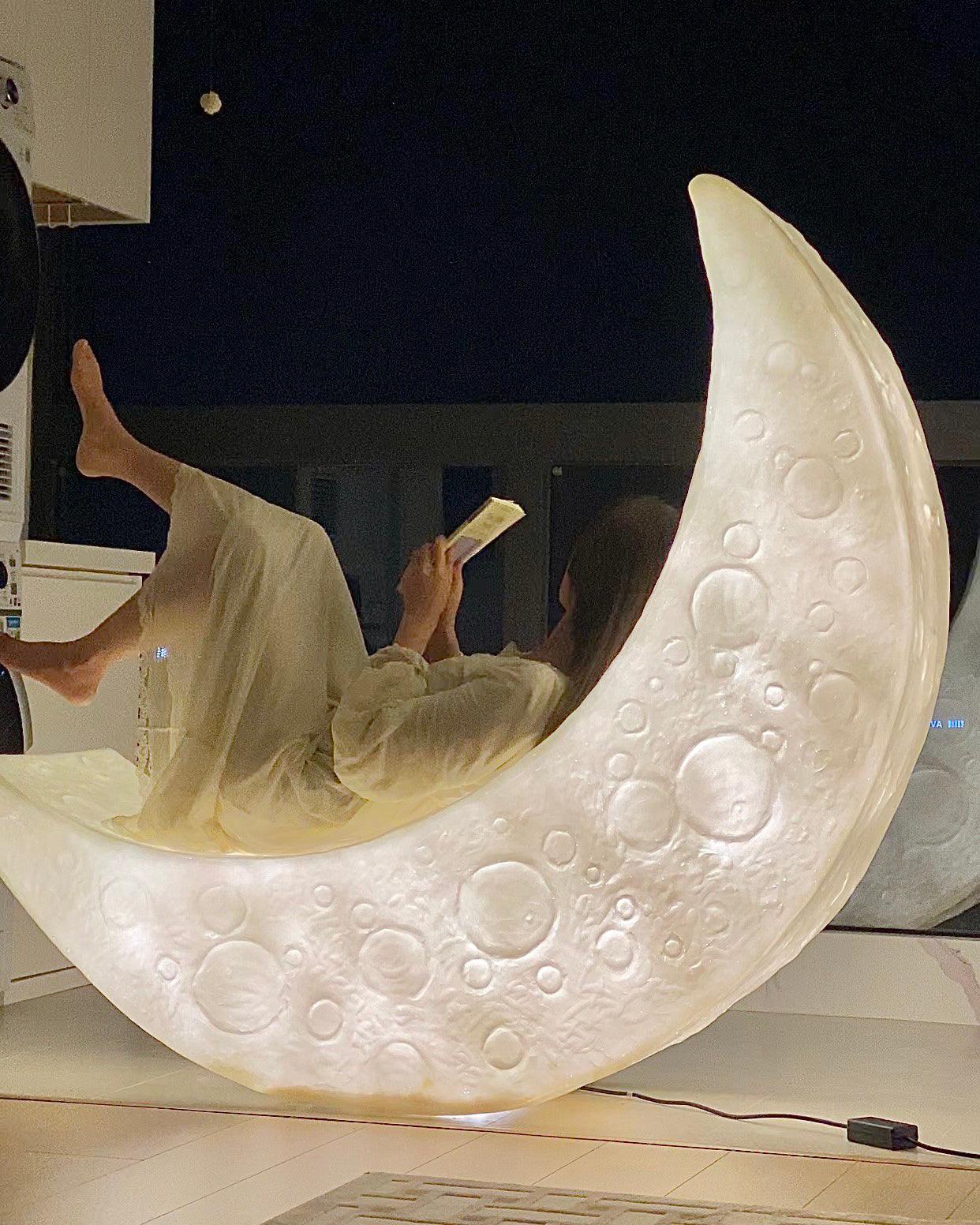 Zetheor Crescent Moon Resin Floor Lamp-Neutral Decor