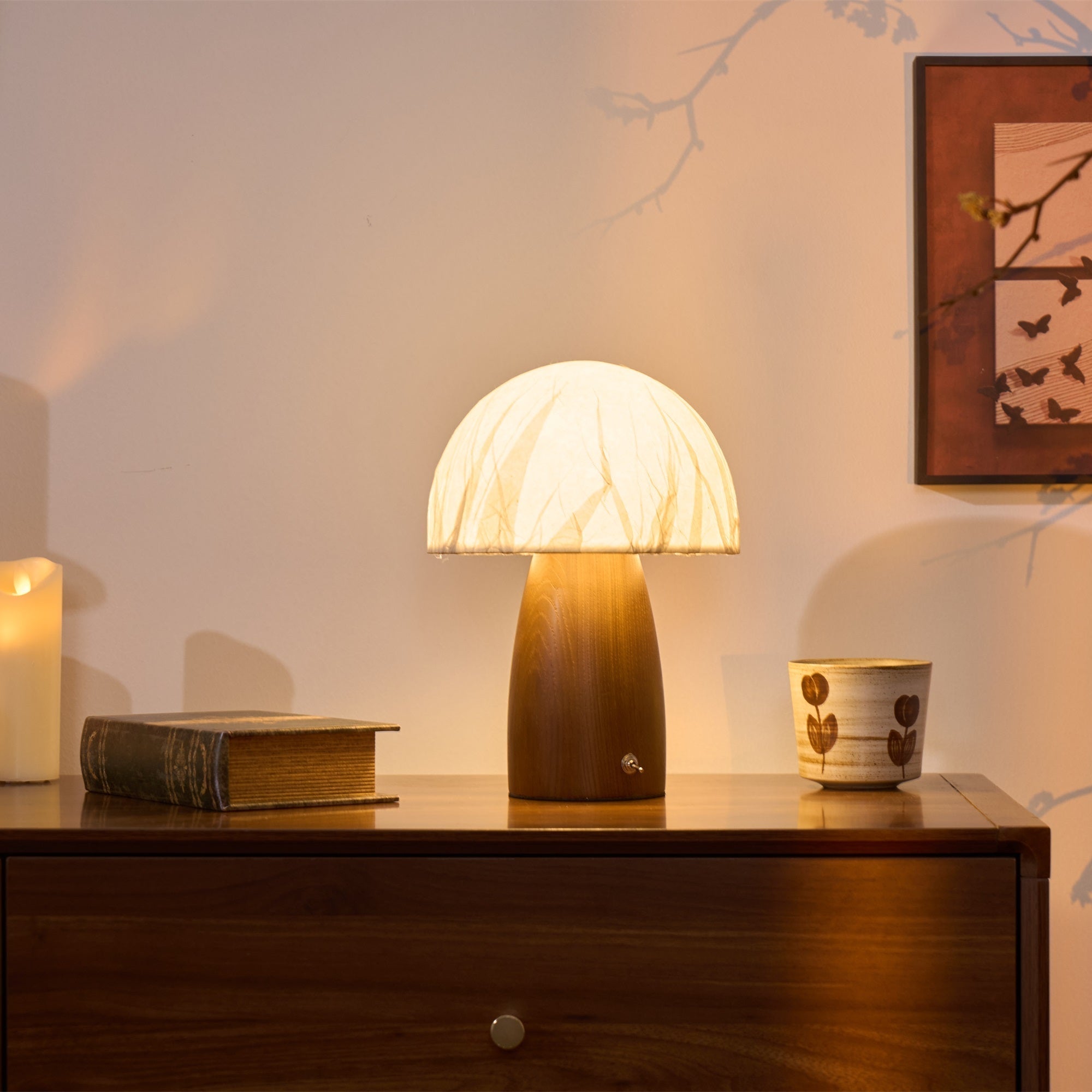 Nimbus Wood & Fabric Table Lamp-Neutral Decor