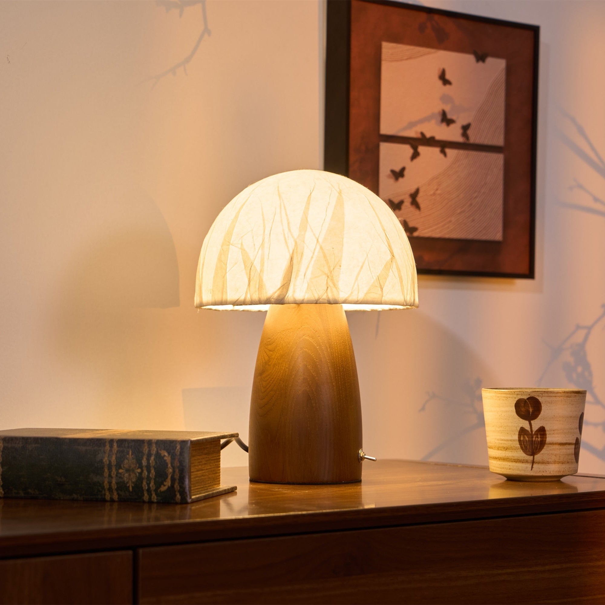 Nimbus Wood & Fabric Table Lamp-Neutral Decor