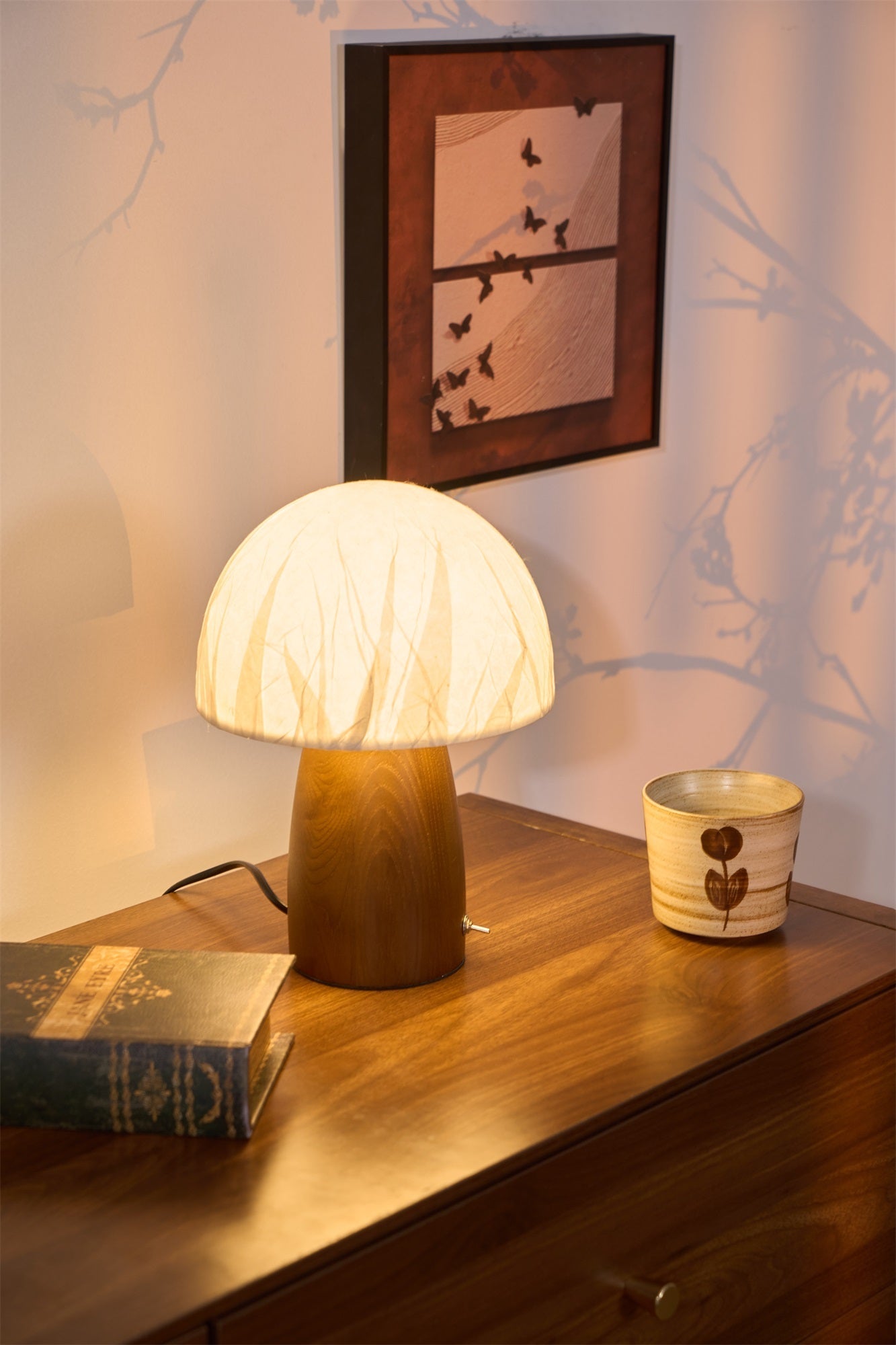 Nimbus Wood & Fabric Table Lamp-Neutral Decor