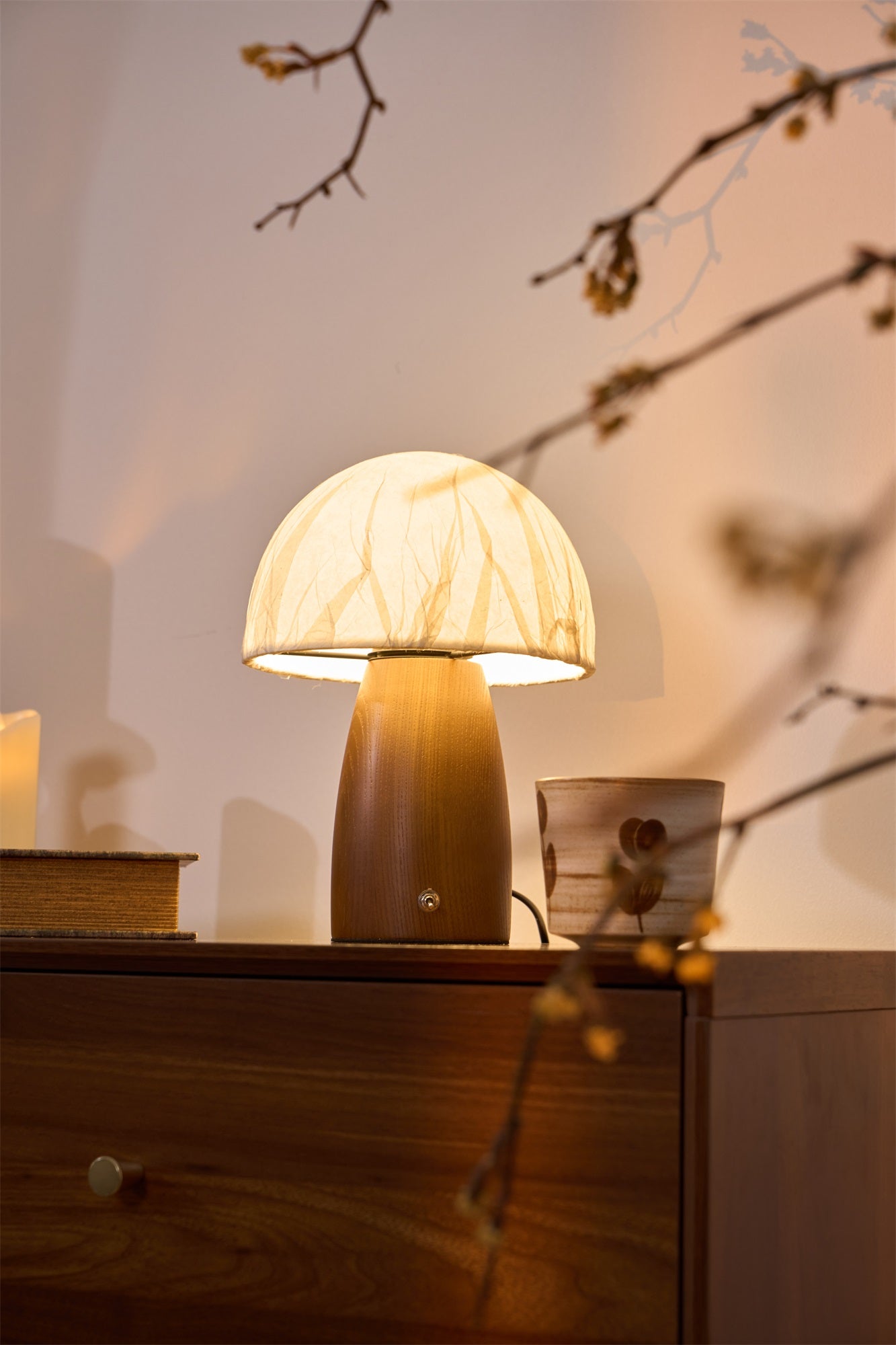 Nimbus Wood & Fabric Table Lamp-Neutral Decor