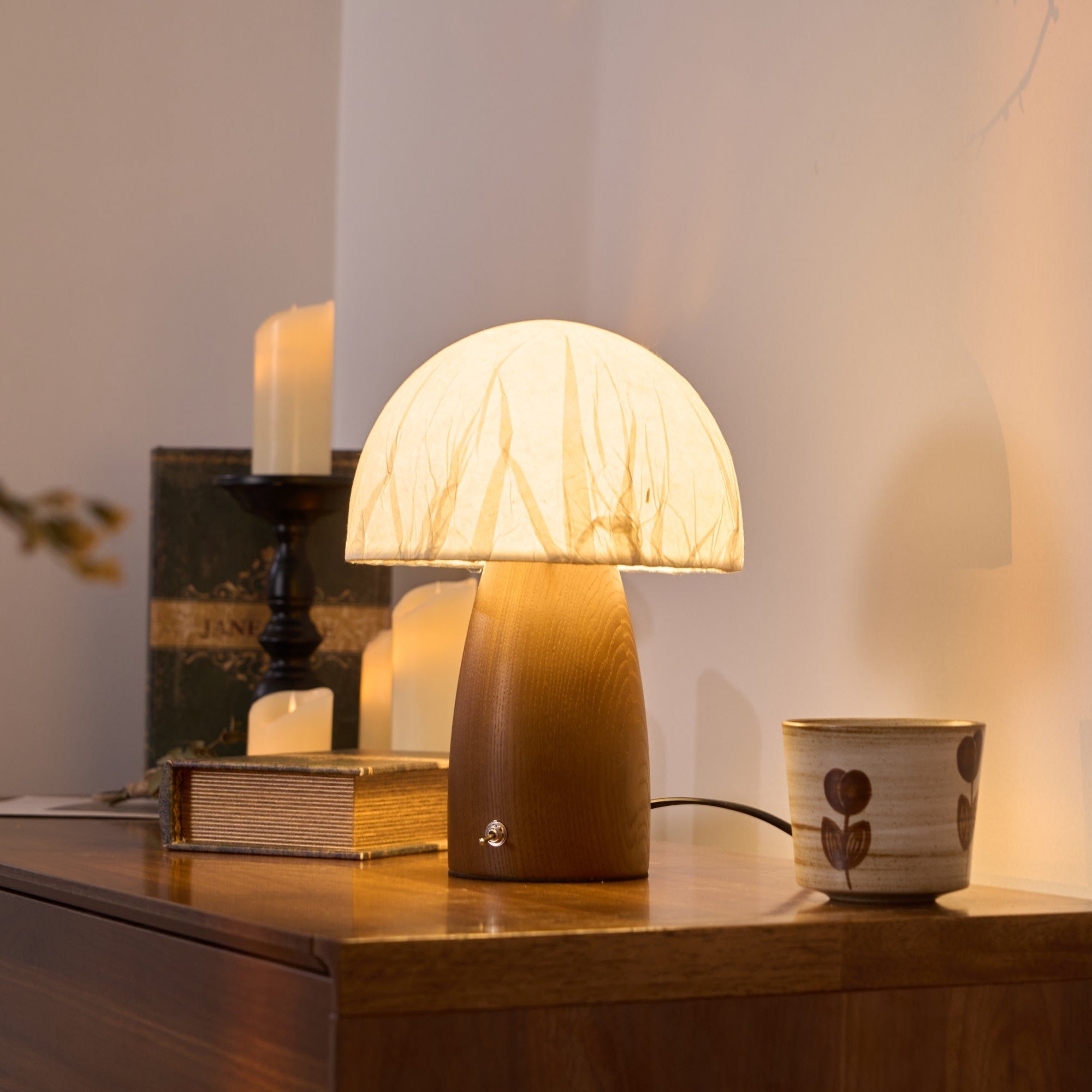 Nimbus Wood & Fabric Table Lamp-Neutral Decor