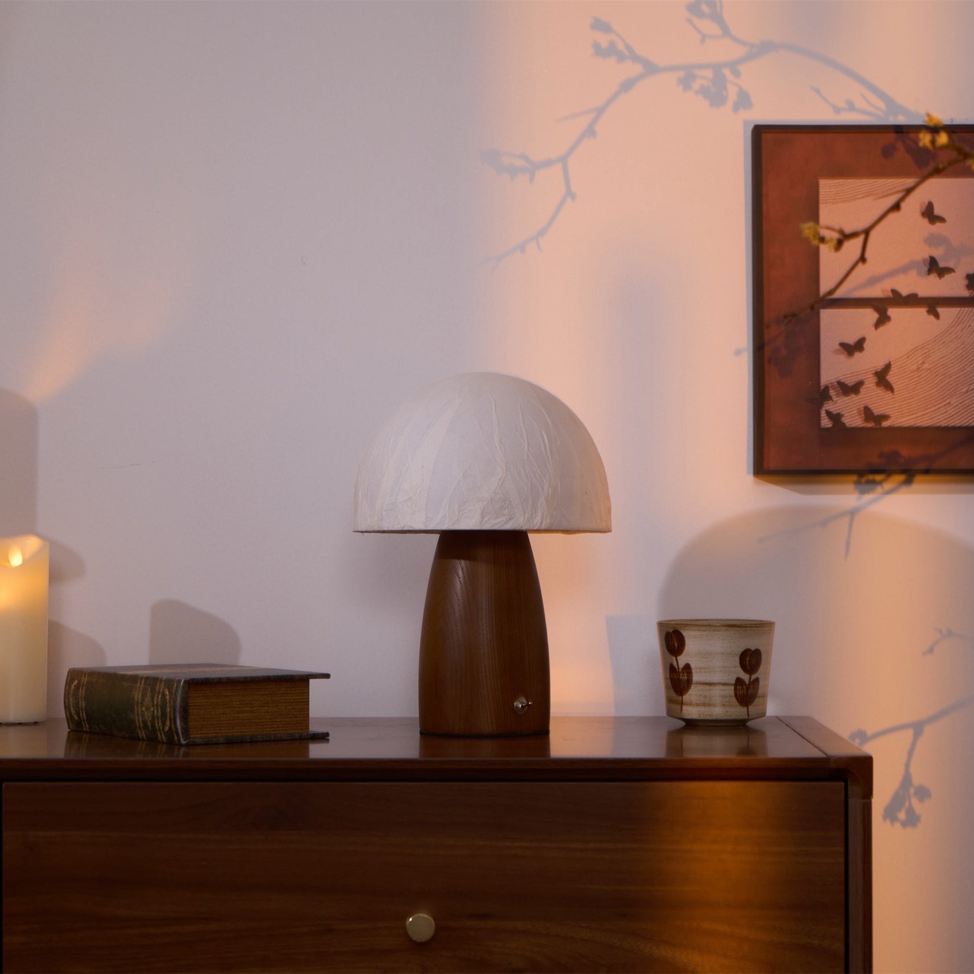 Nimbus Wood & Fabric Table Lamp-Neutral Decor