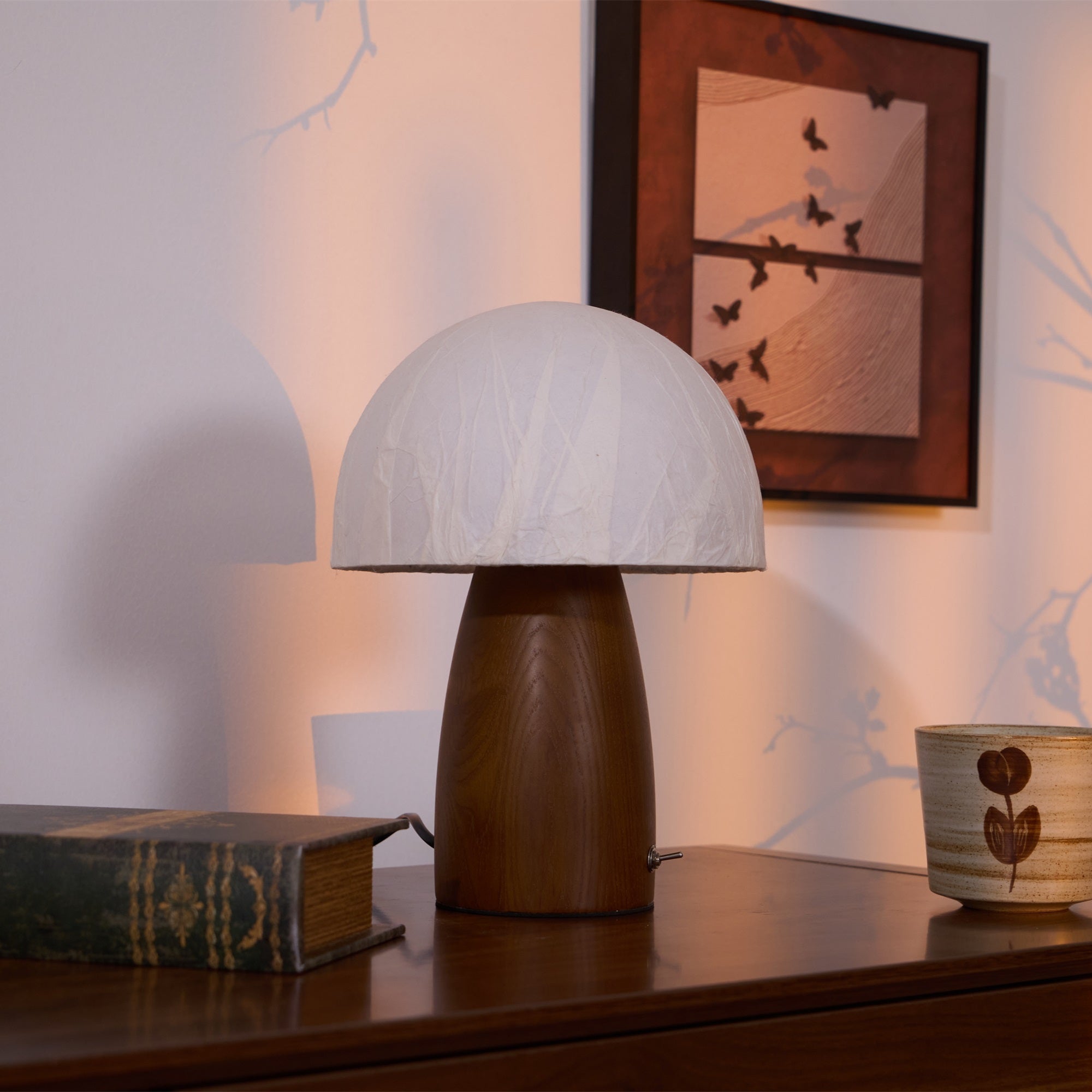 Nimbus Wood & Fabric Table Lamp-Neutral Decor