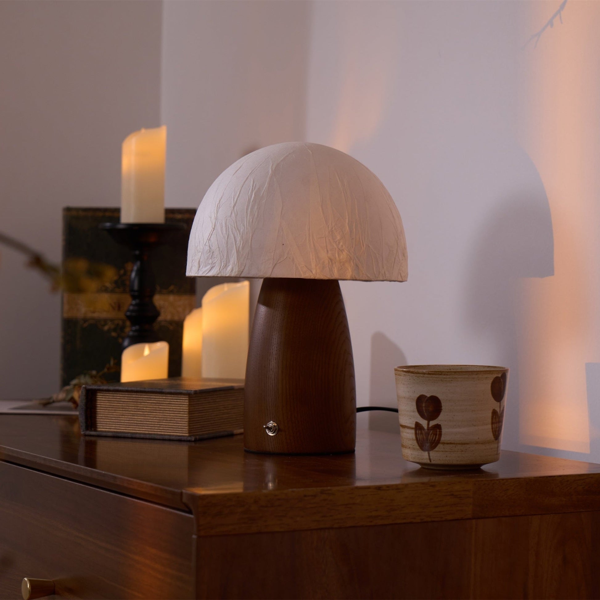 Nimbus Wood & Fabric Table Lamp-Neutral Decor