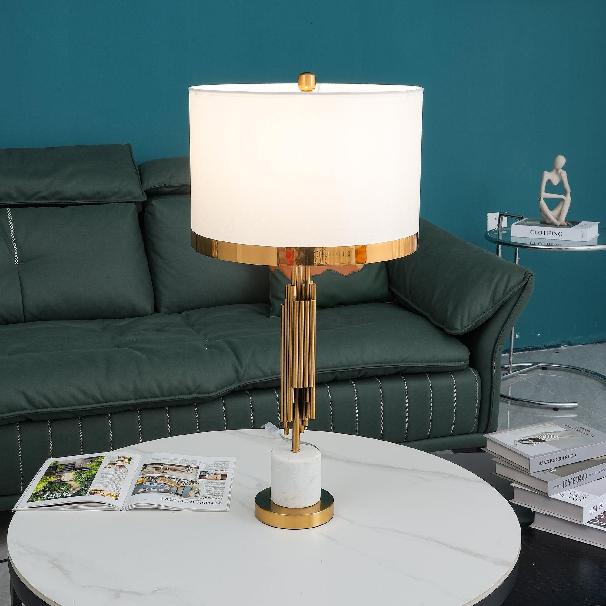 Opus Marble Art Deco Table Lamp-Neutral Decor