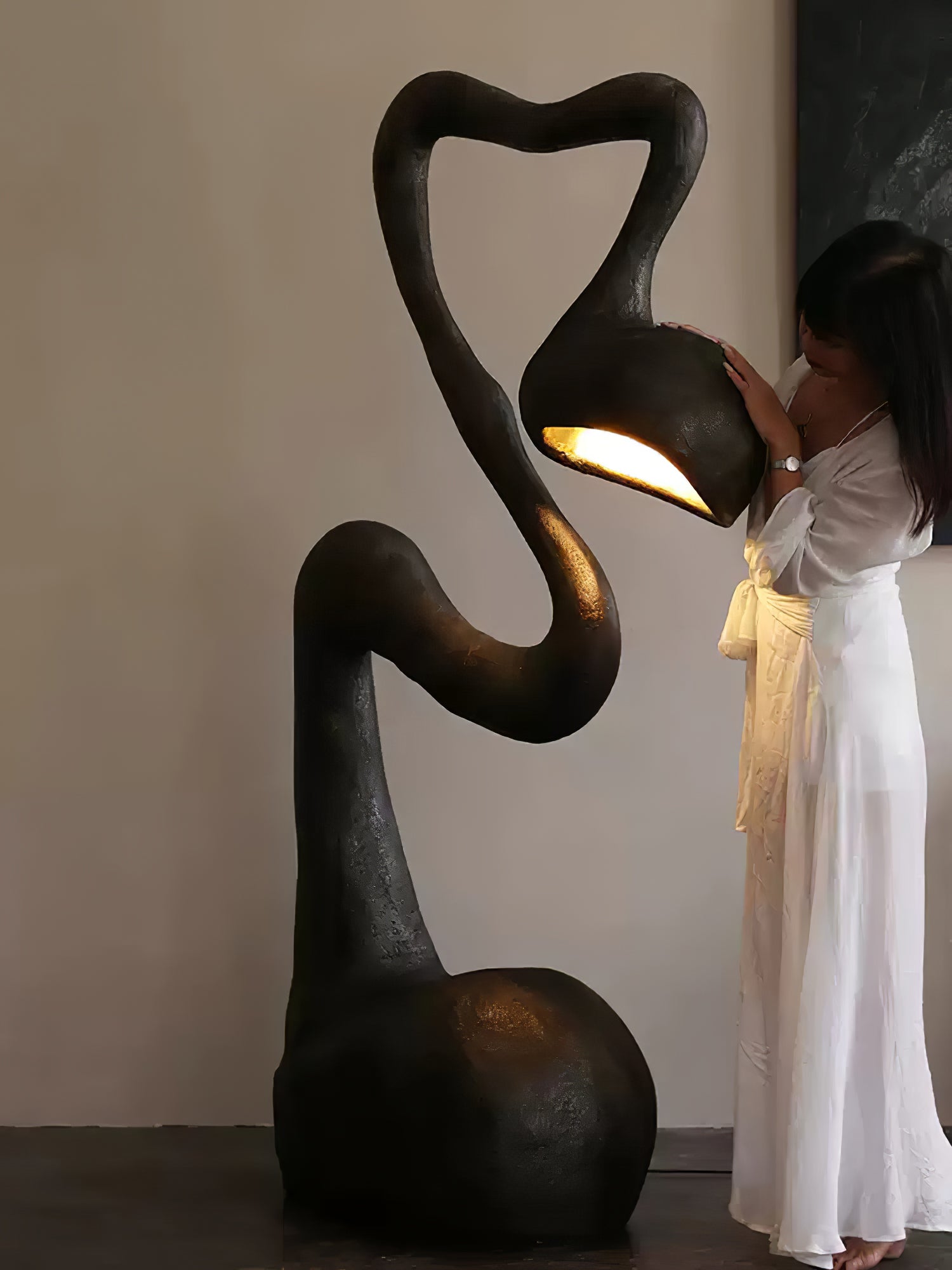 Olcarus Organic Ceramic Floor Lamp-Neutral Decor