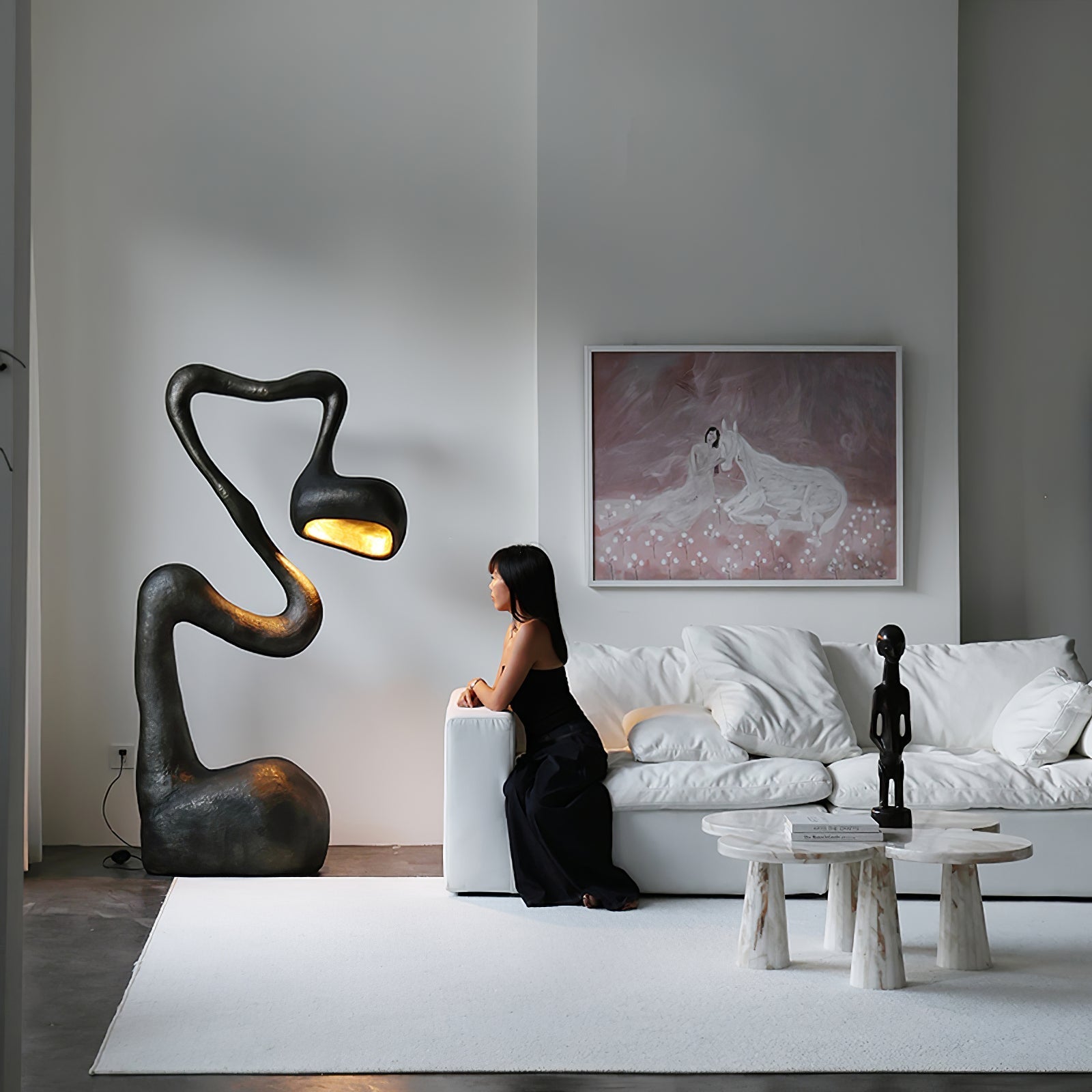 Olcarus Organic Ceramic Floor Lamp-Neutral Decor