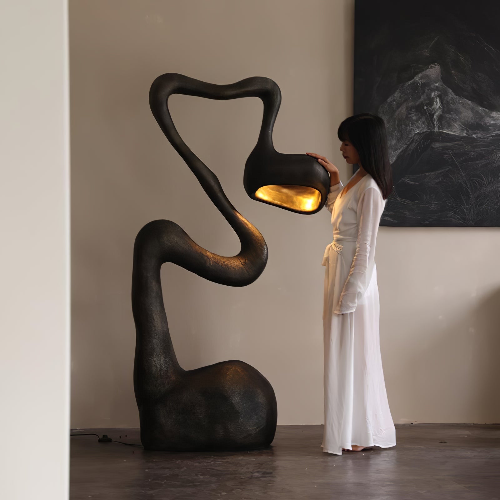 Olcarus Organic Ceramic Floor Lamp-Neutral Decor