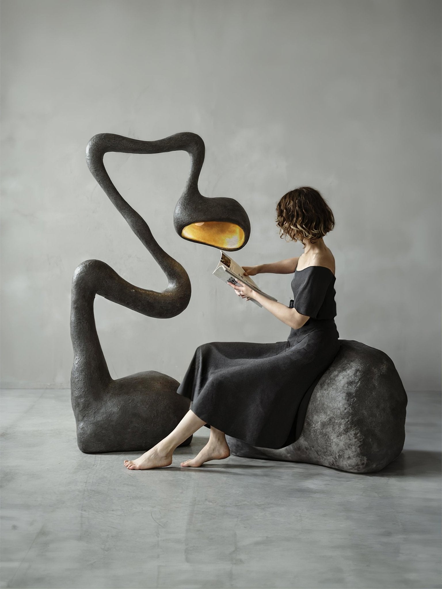 Olcarus Organic Ceramic Floor Lamp-Neutral Decor