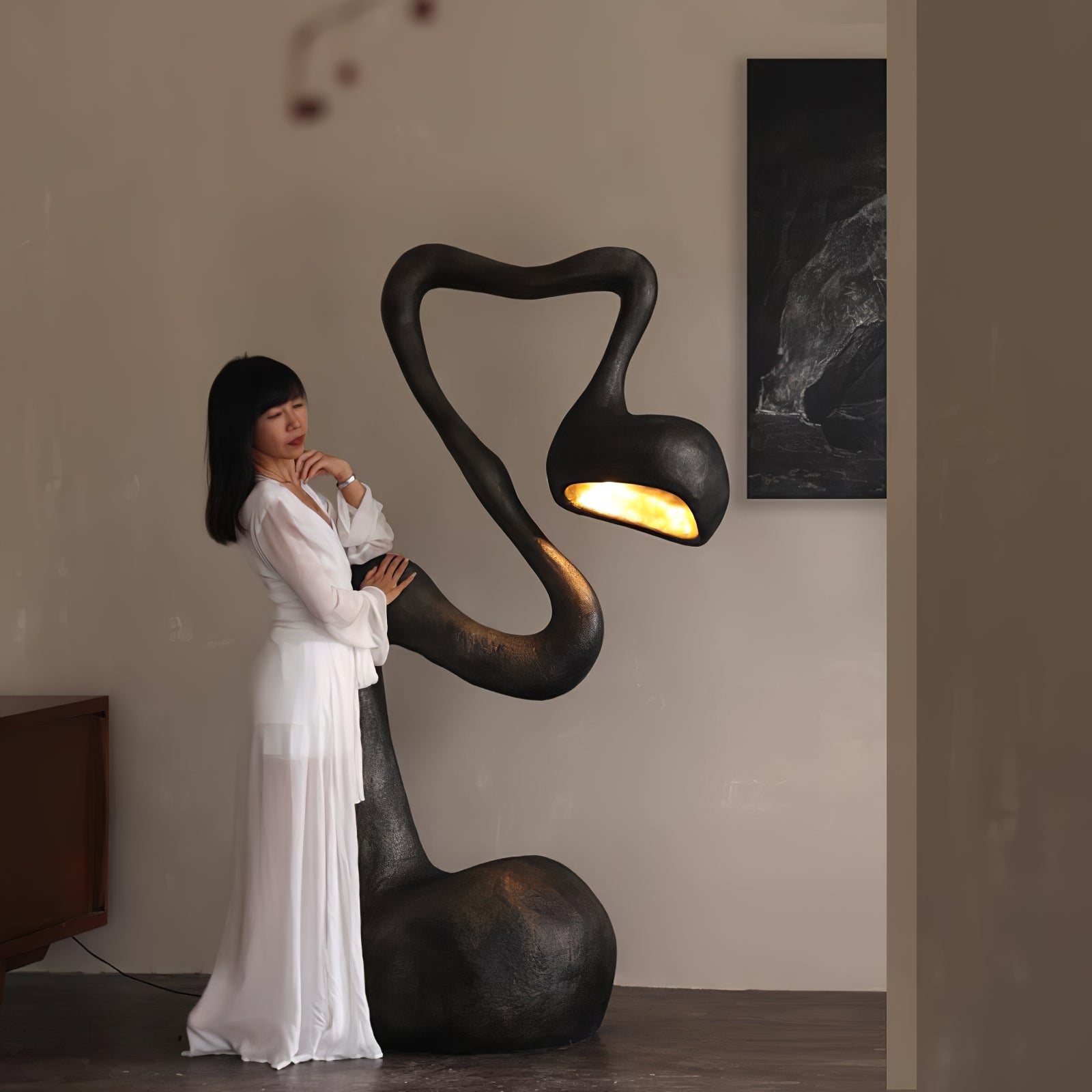 Olcarus Organic Ceramic Floor Lamp-Neutral Decor