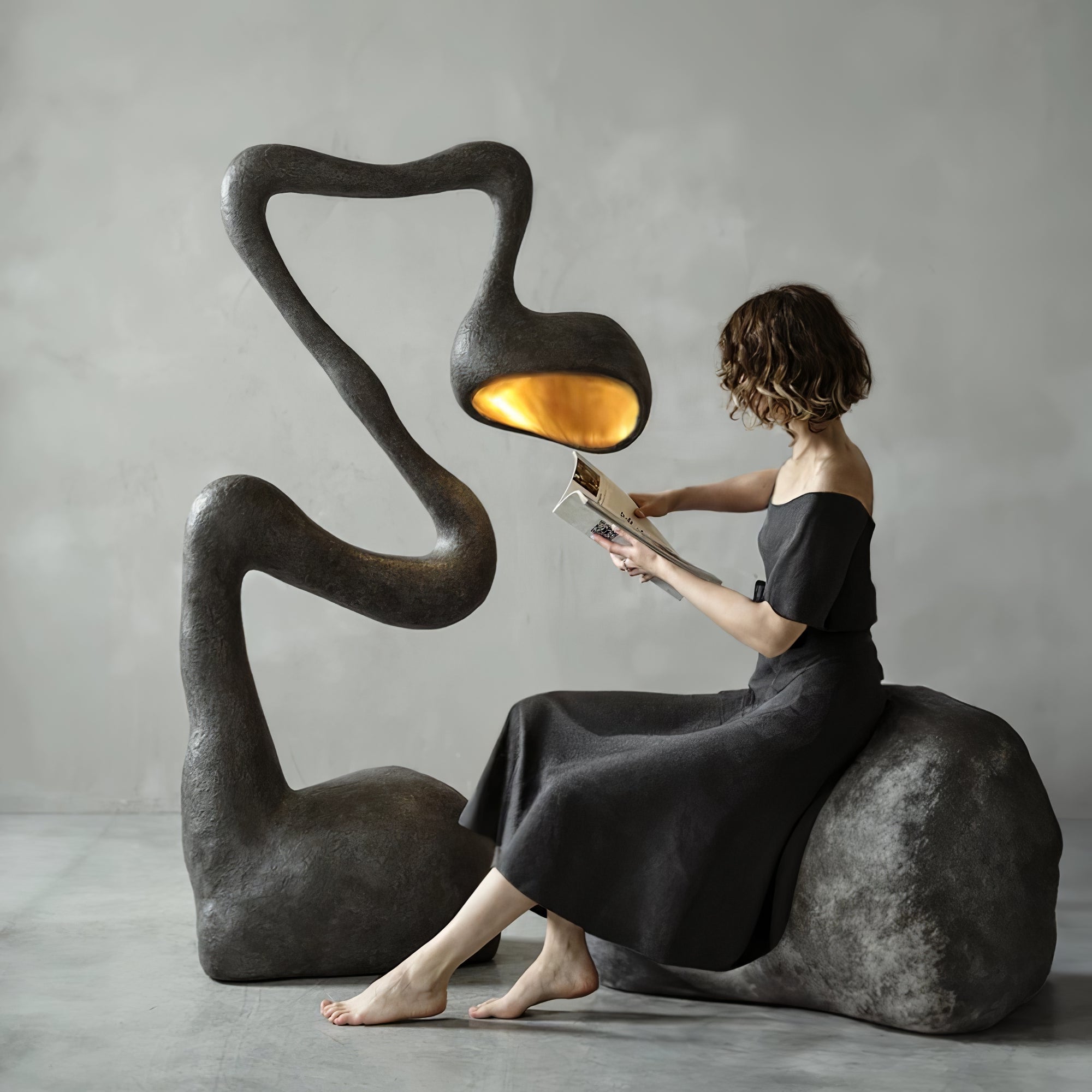 Olcarus Organic Ceramic Floor Lamp-Neutral Decor