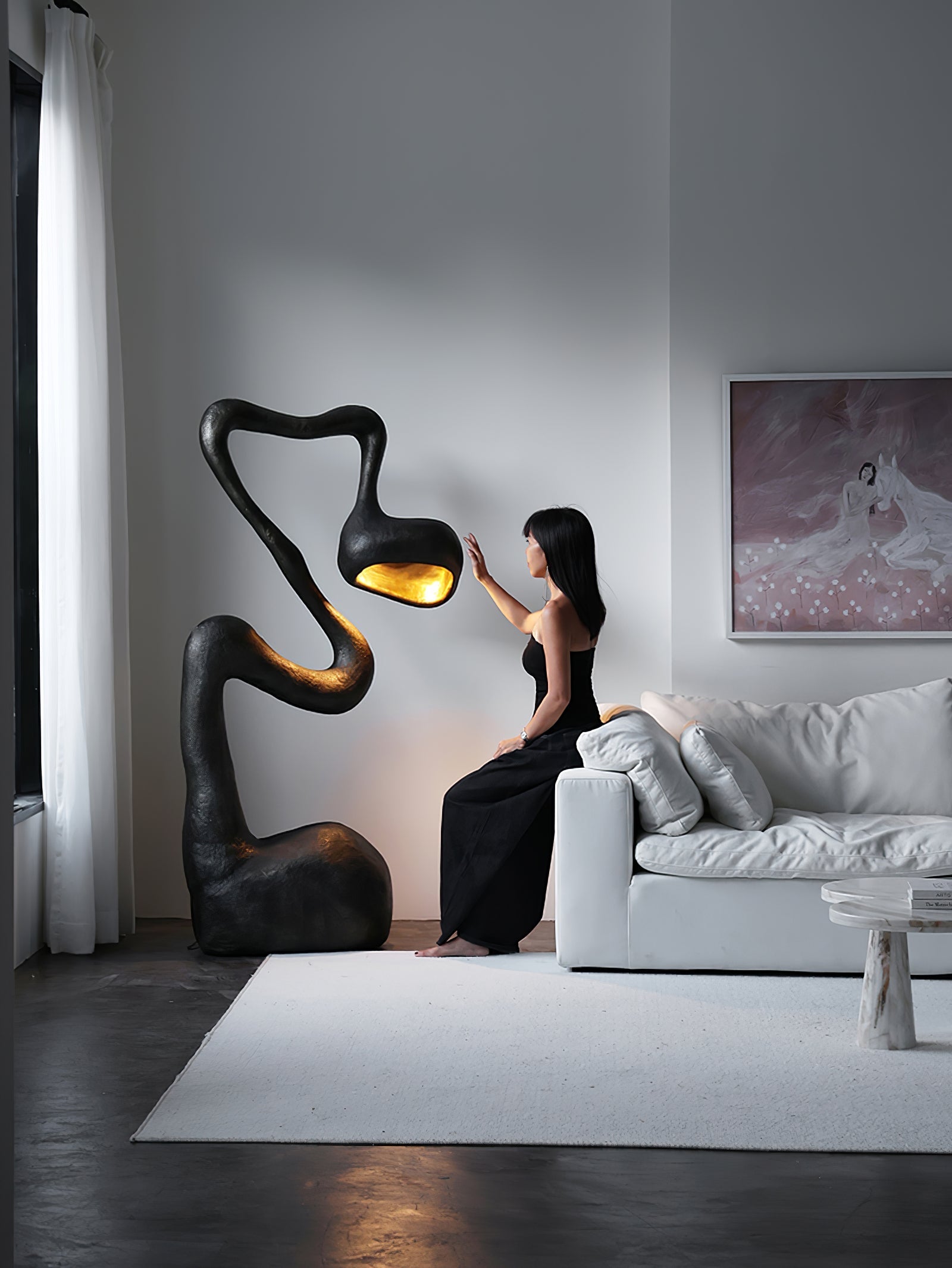 Olcarus Organic Ceramic Floor Lamp-Neutral Decor