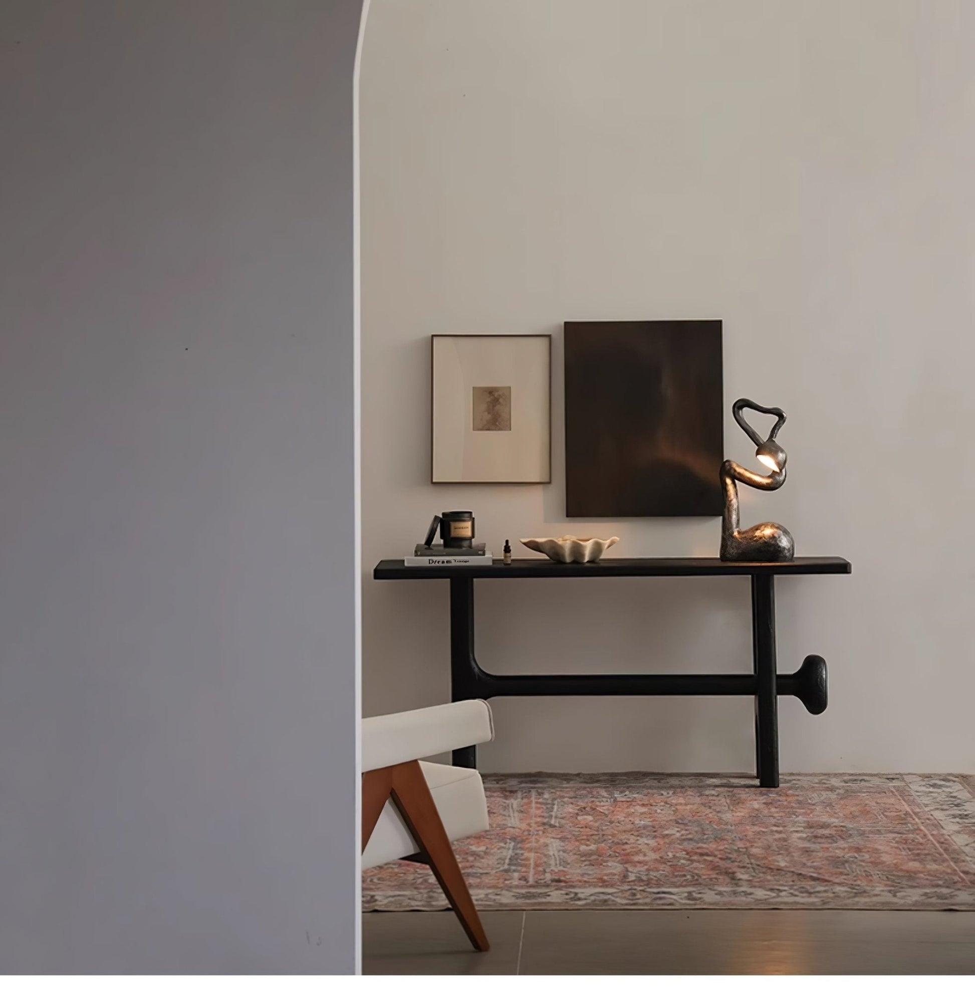 Twist Black Sculptural Table Lamp-Neutral Decor