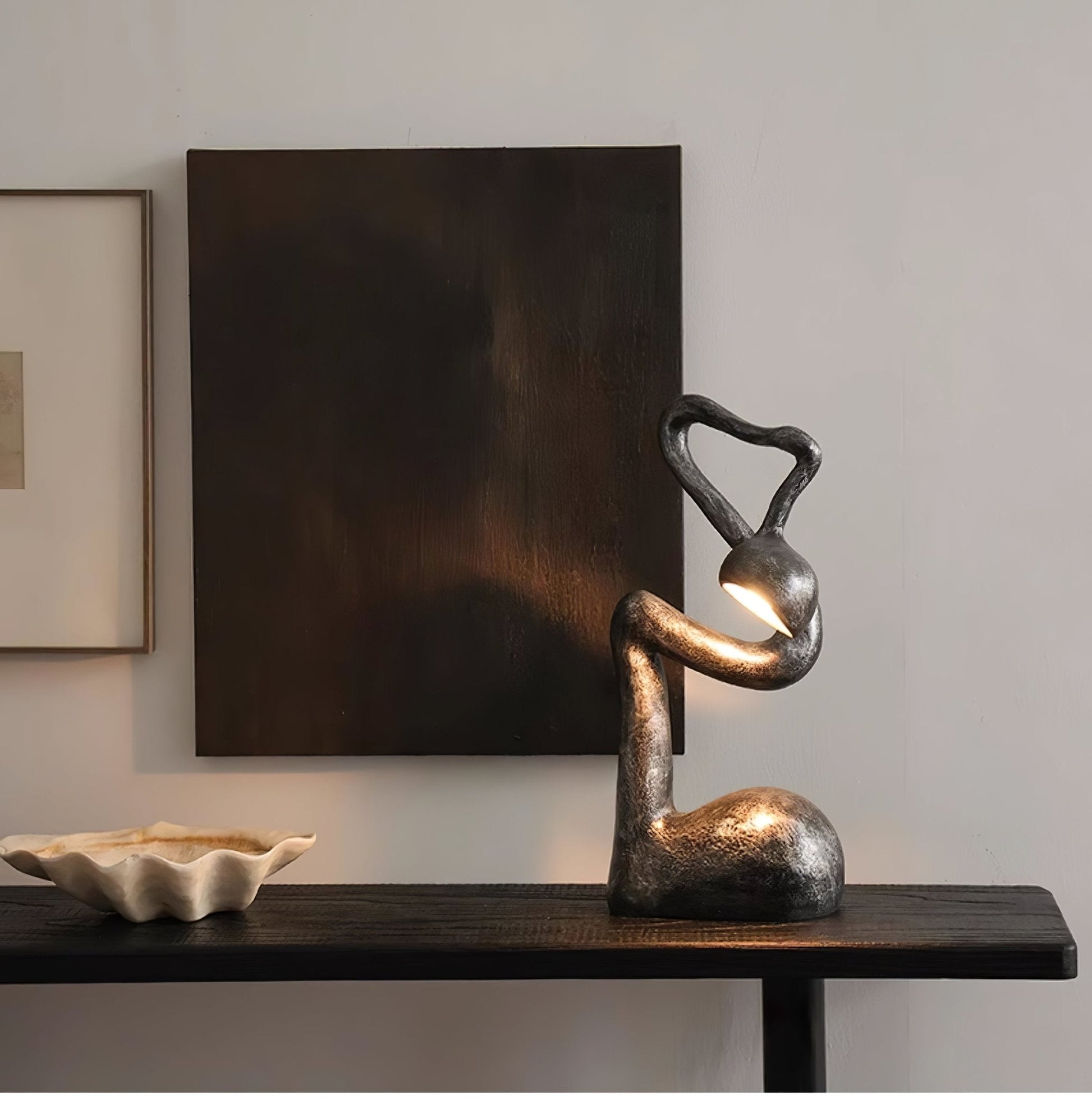 Twist Black Sculptural Table Lamp-Neutral Decor