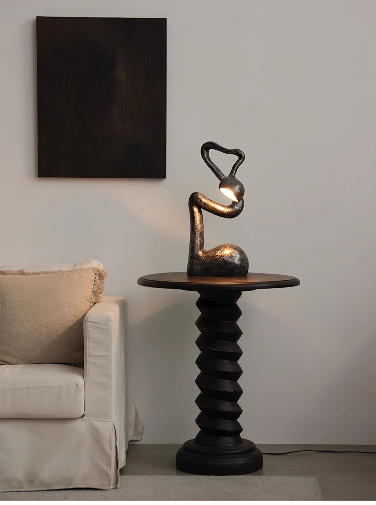 Twist Black Sculptural Table Lamp-Neutral Decor