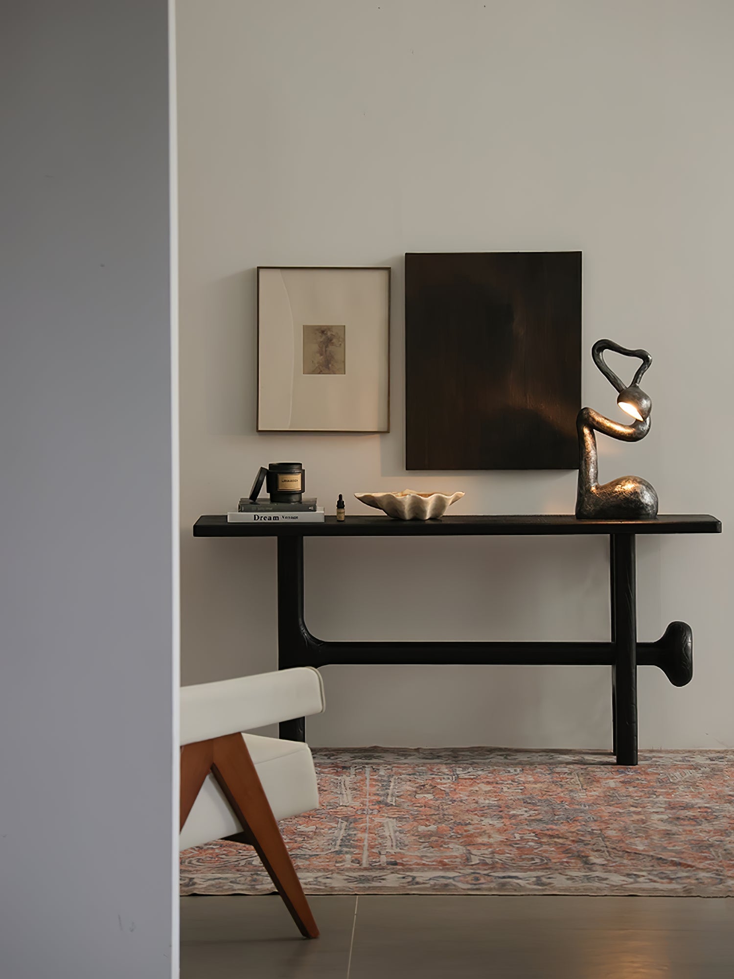 Twist Black Sculptural Table Lamp-Neutral Decor
