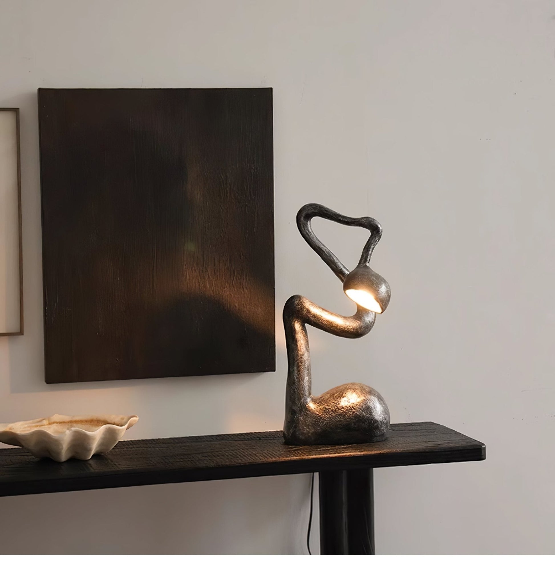 Twist Black Sculptural Table Lamp-Neutral Decor
