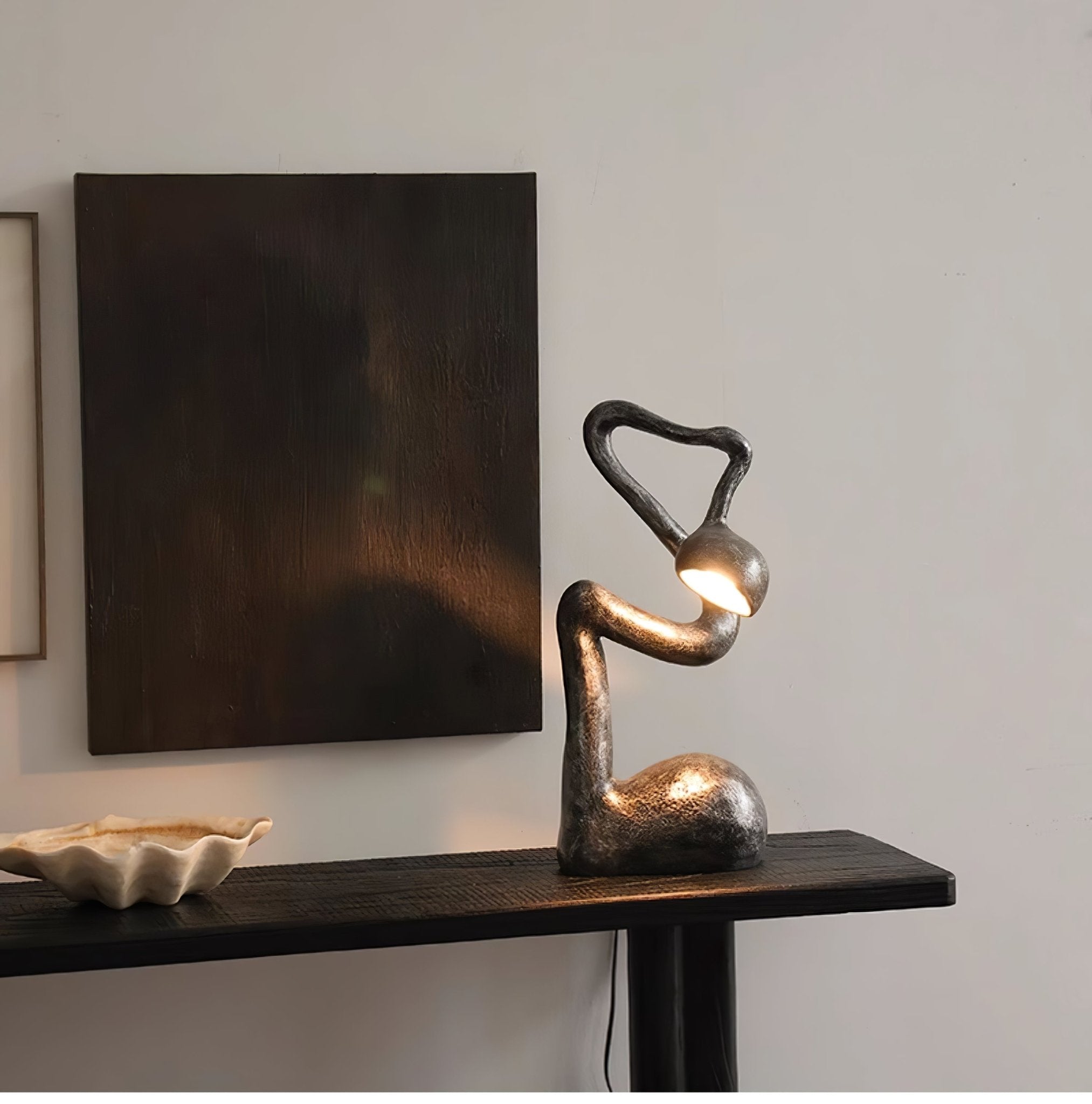 Twist Black Sculptural Table Lamp-Neutral Decor