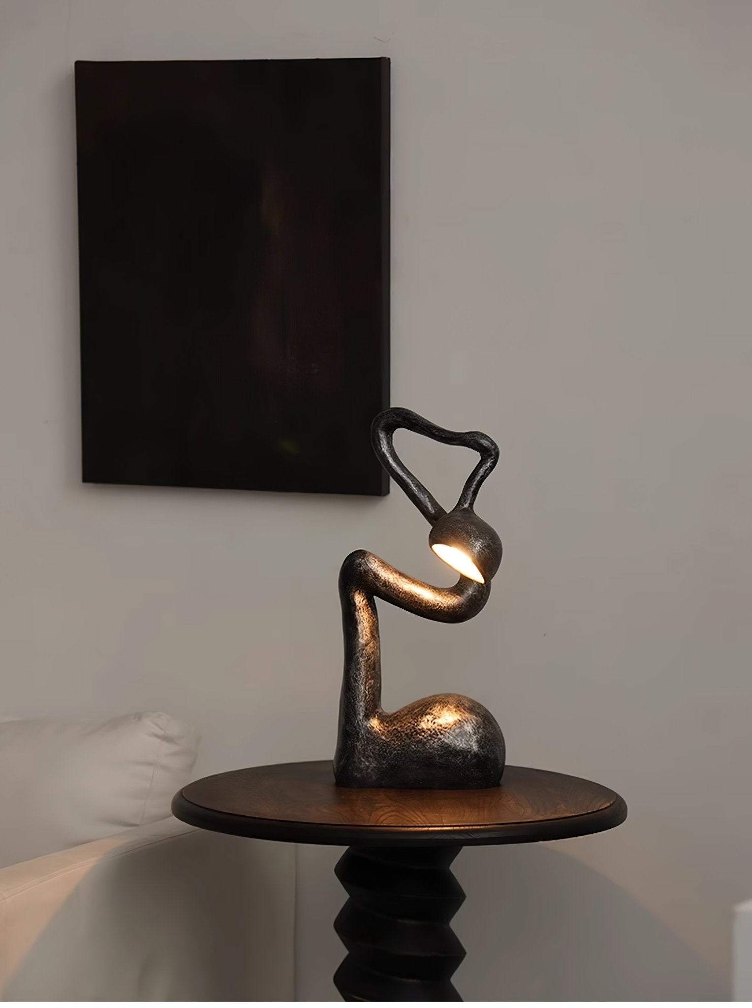 Twist Black Sculptural Table Lamp-Neutral Decor