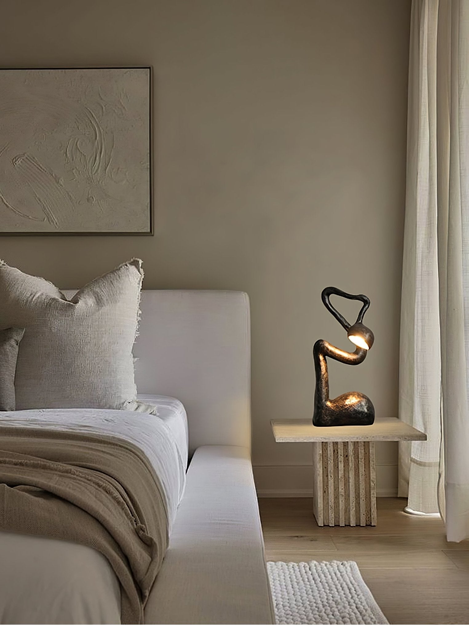 Twist Black Sculptural Table Lamp-Neutral Decor