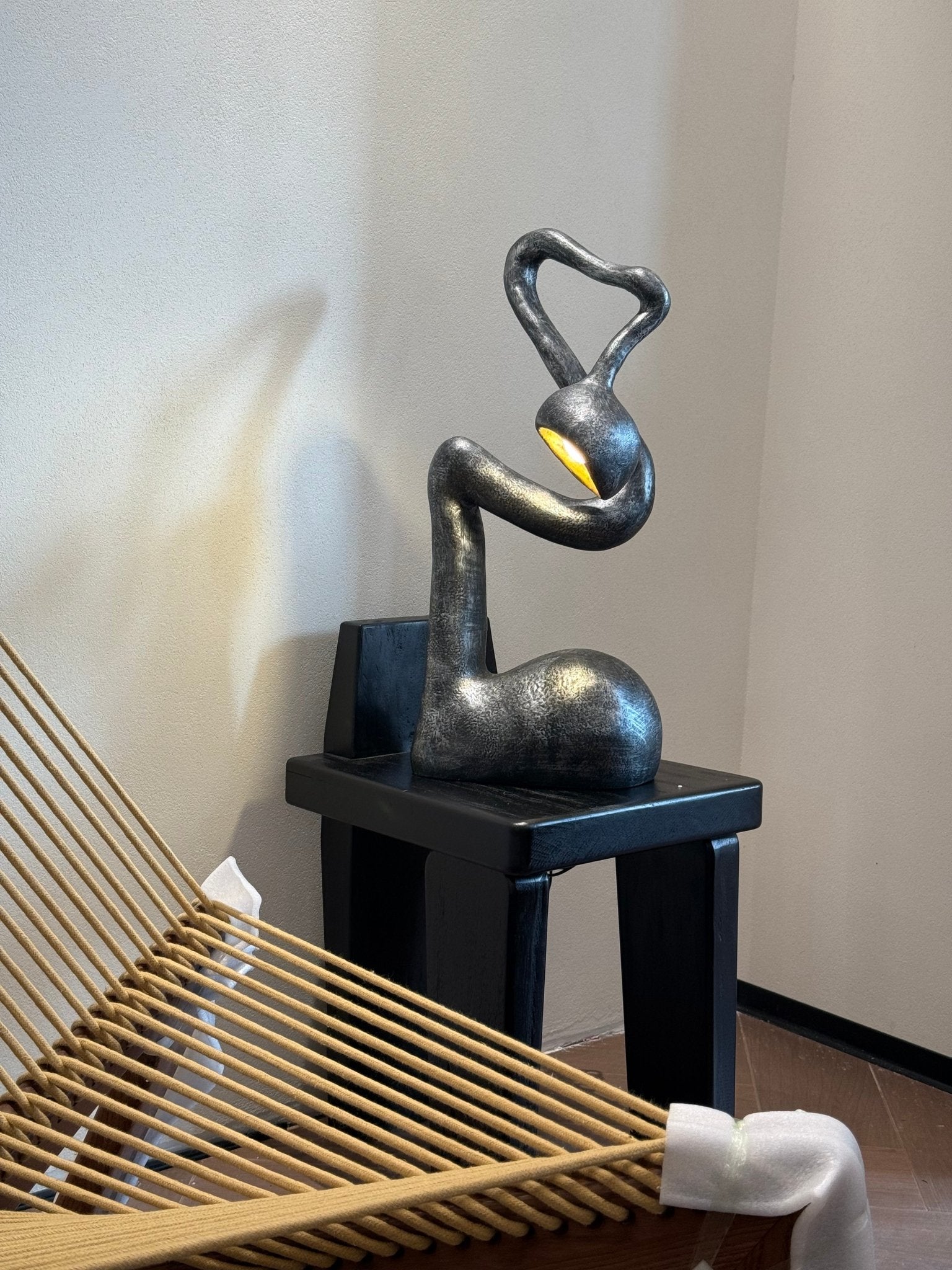 Twist Black Sculptural Table Lamp-Neutral Decor