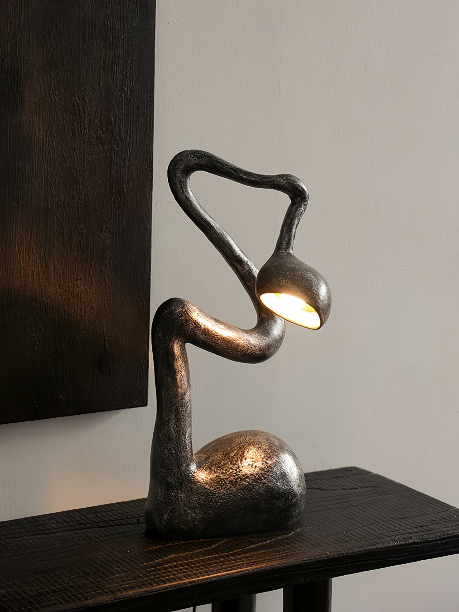 Twist Black Sculptural Table Lamp-Neutral Decor