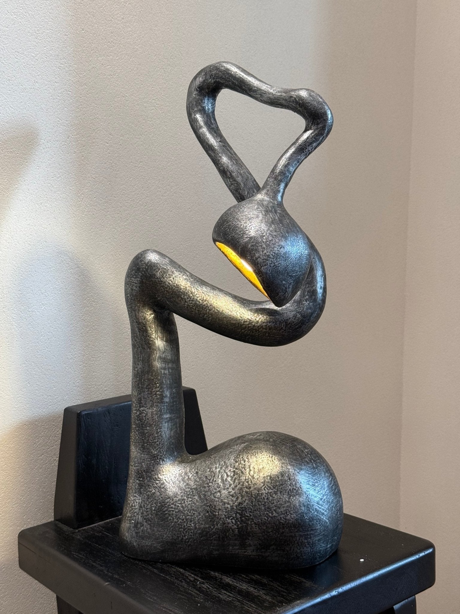 Twist Black Sculptural Table Lamp-Neutral Decor