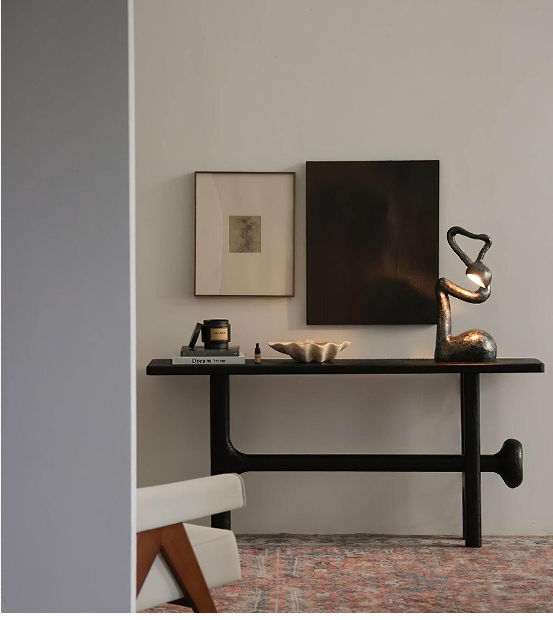 Twist Black Sculptural Table Lamp-Neutral Decor