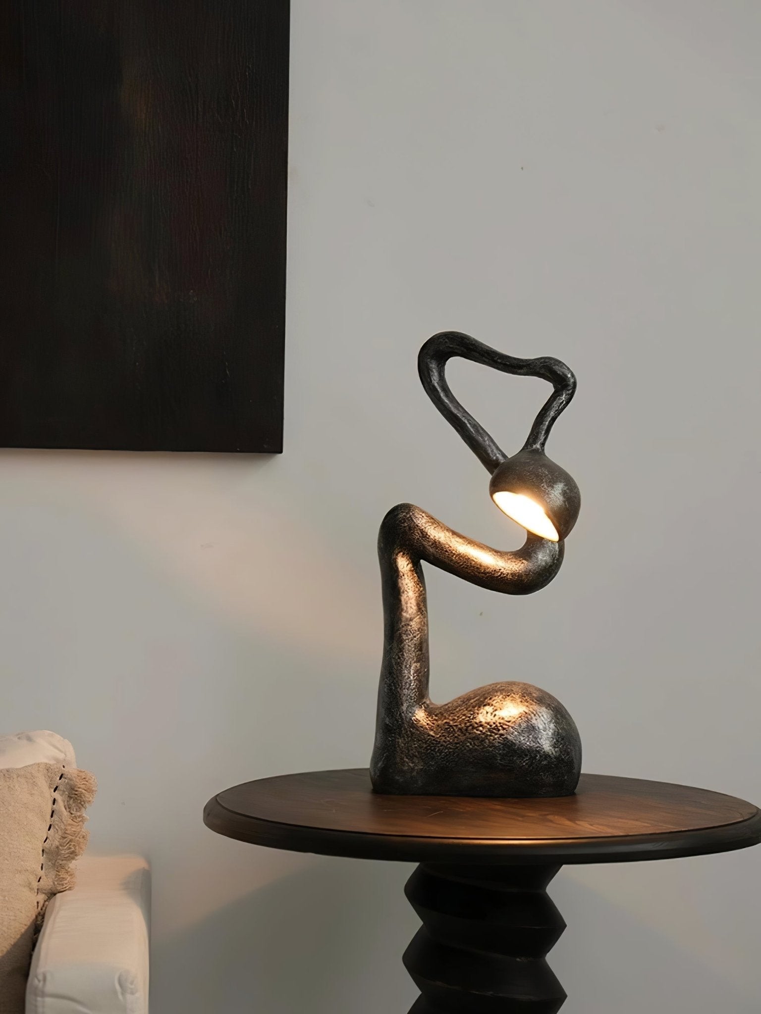Twist Black Sculptural Table Lamp-Neutral Decor