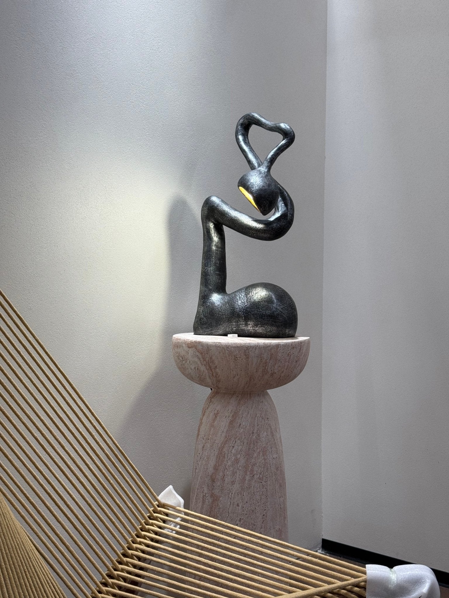 Twist Black Sculptural Table Lamp-Neutral Decor
