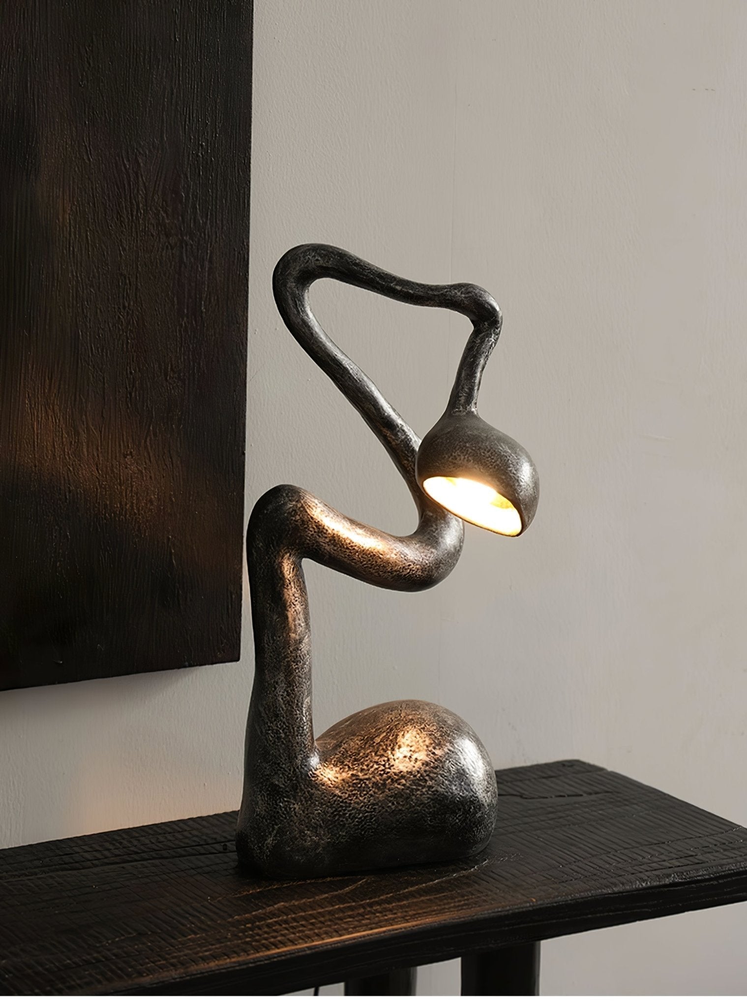 Twist Black Sculptural Table Lamp-Neutral Decor