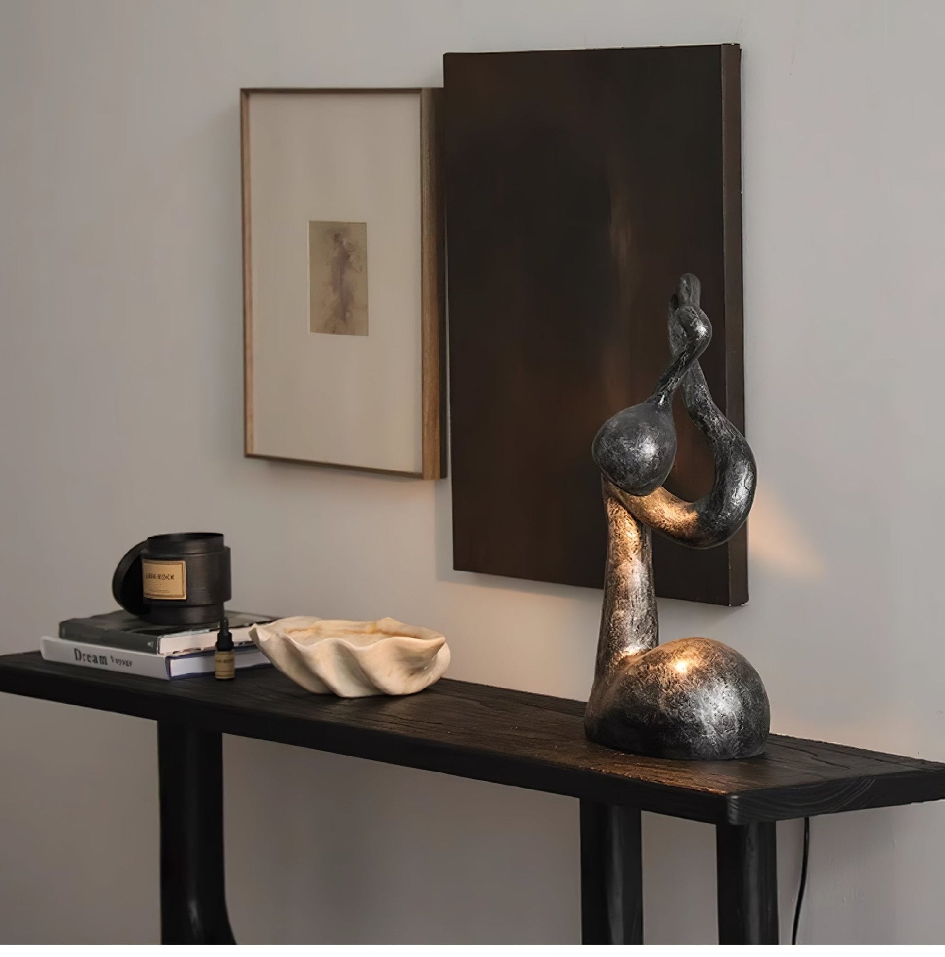Twist Black Sculptural Table Lamp-Neutral Decor