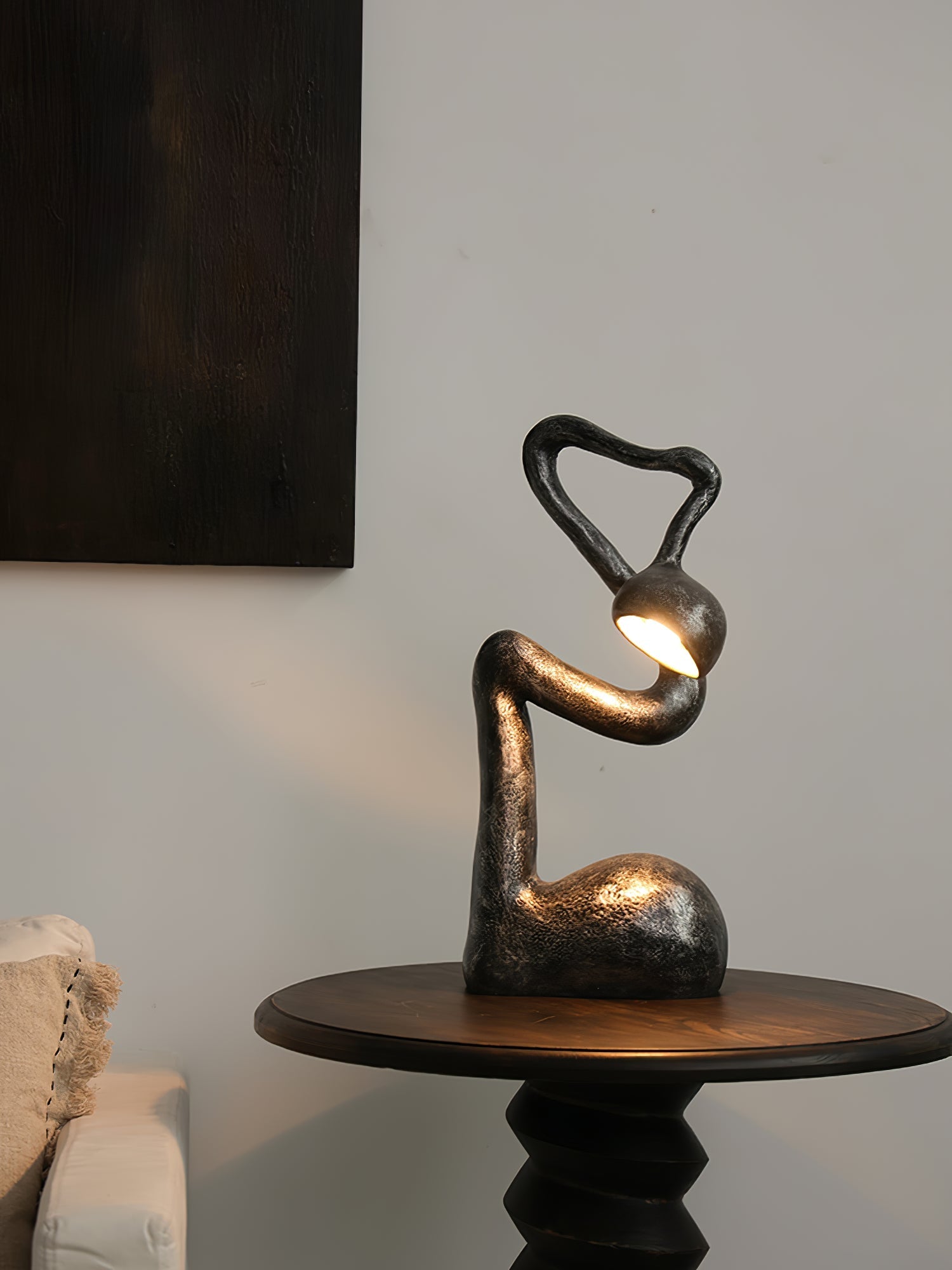 Twist Black Sculptural Table Lamp-Neutral Decor