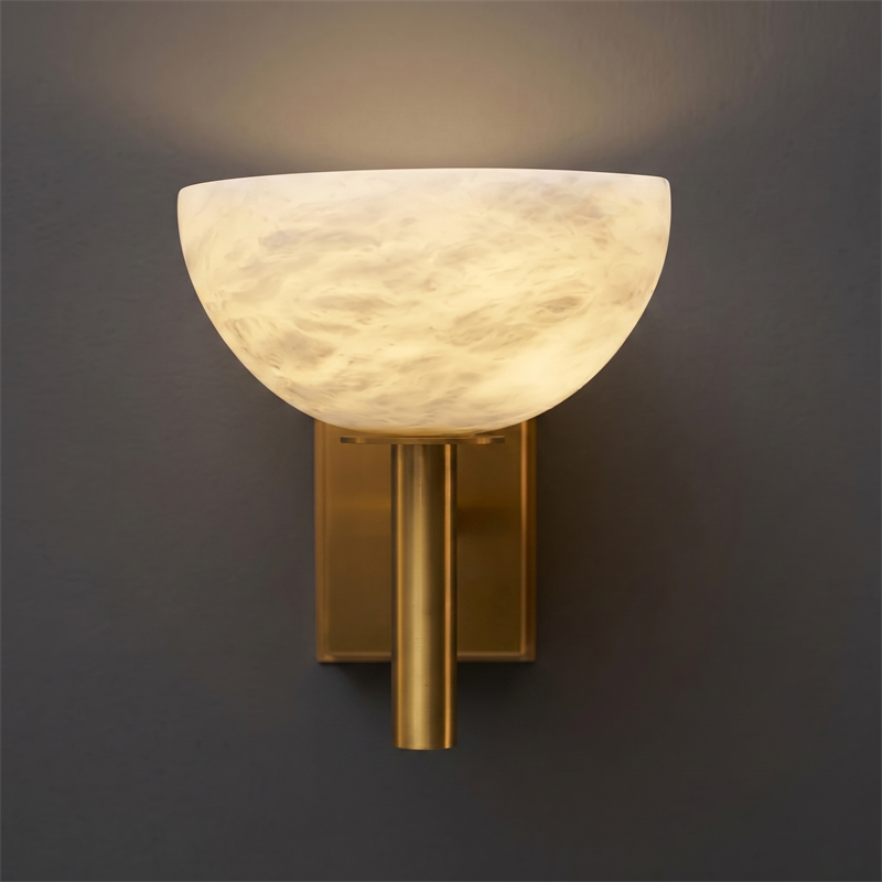 Picture light alabaster sconce, alternate view.