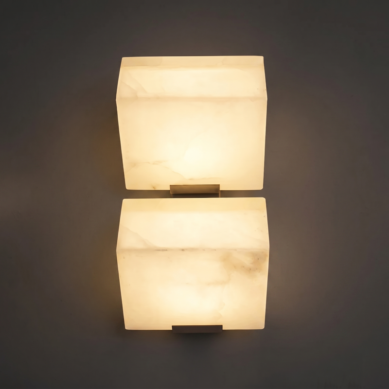 Integrated LED version of the alabaster wall sconce.