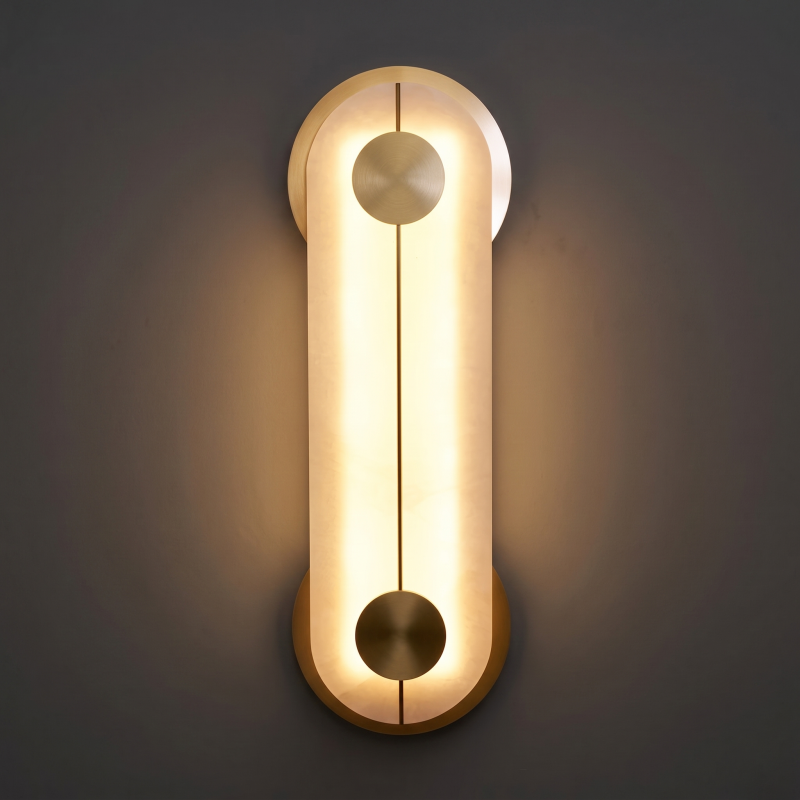 Vanity-style alabaster wall sconce, model D.