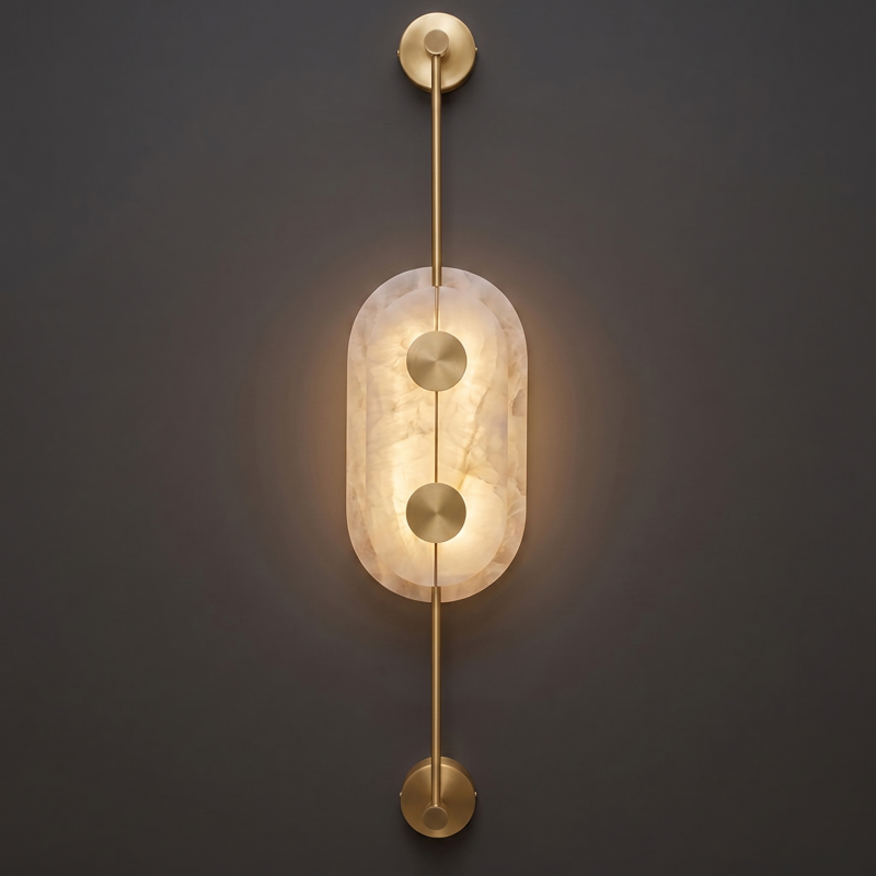 Picture light style alabaster sconce, model E.