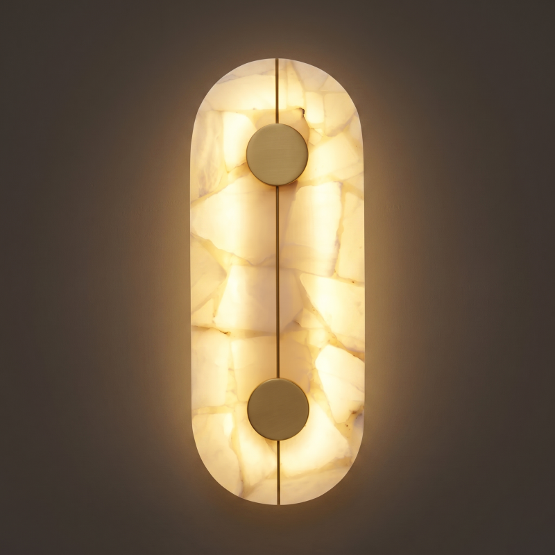 Multi-tier alabaster sconce, model F.